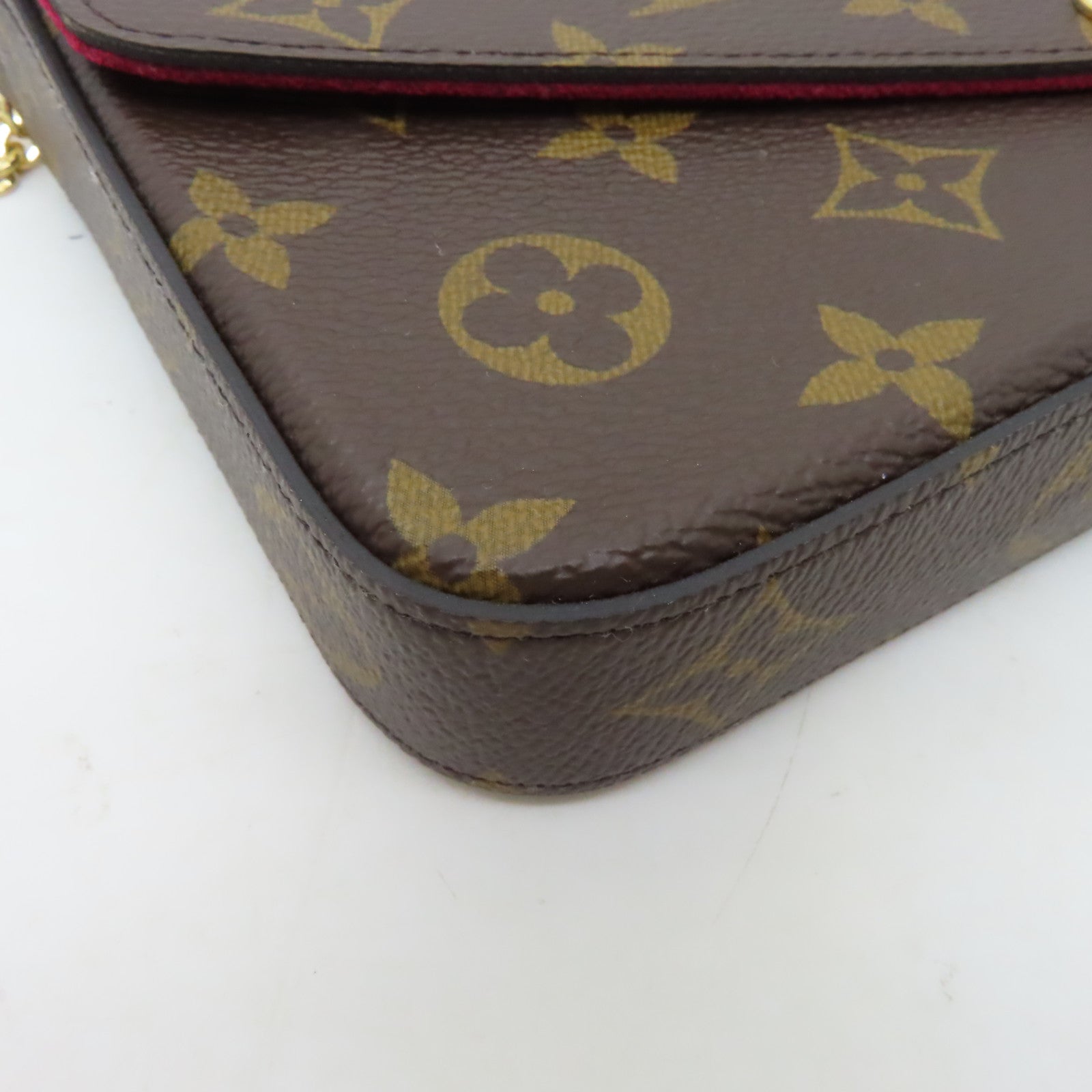 LOUIS VUITTON Monogram Felicie Pochette金扣鏈帶肩背袋啡色
