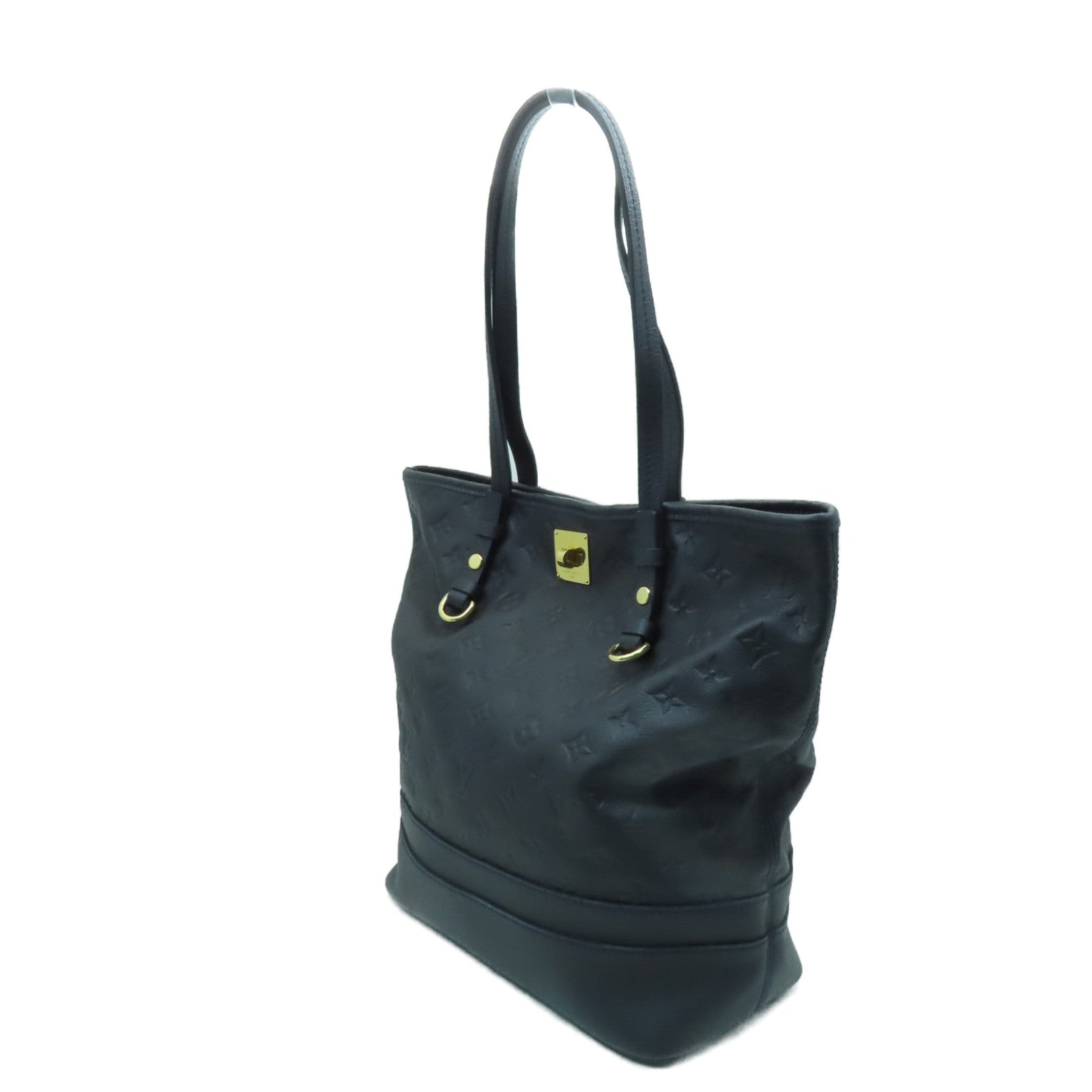 LOUIS VUITTON Monogram Empreinte Citadine PM金扣手挽袋黑色