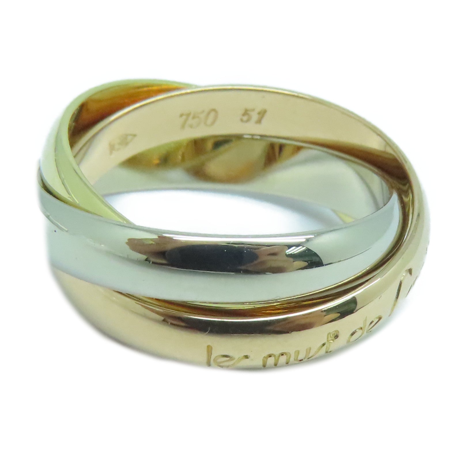 CARTIER 18K黃金/玫瑰金/白金Trinity Ring 2.8mm戒指US#5.75/Cartier#51金色/粉金色/銀色