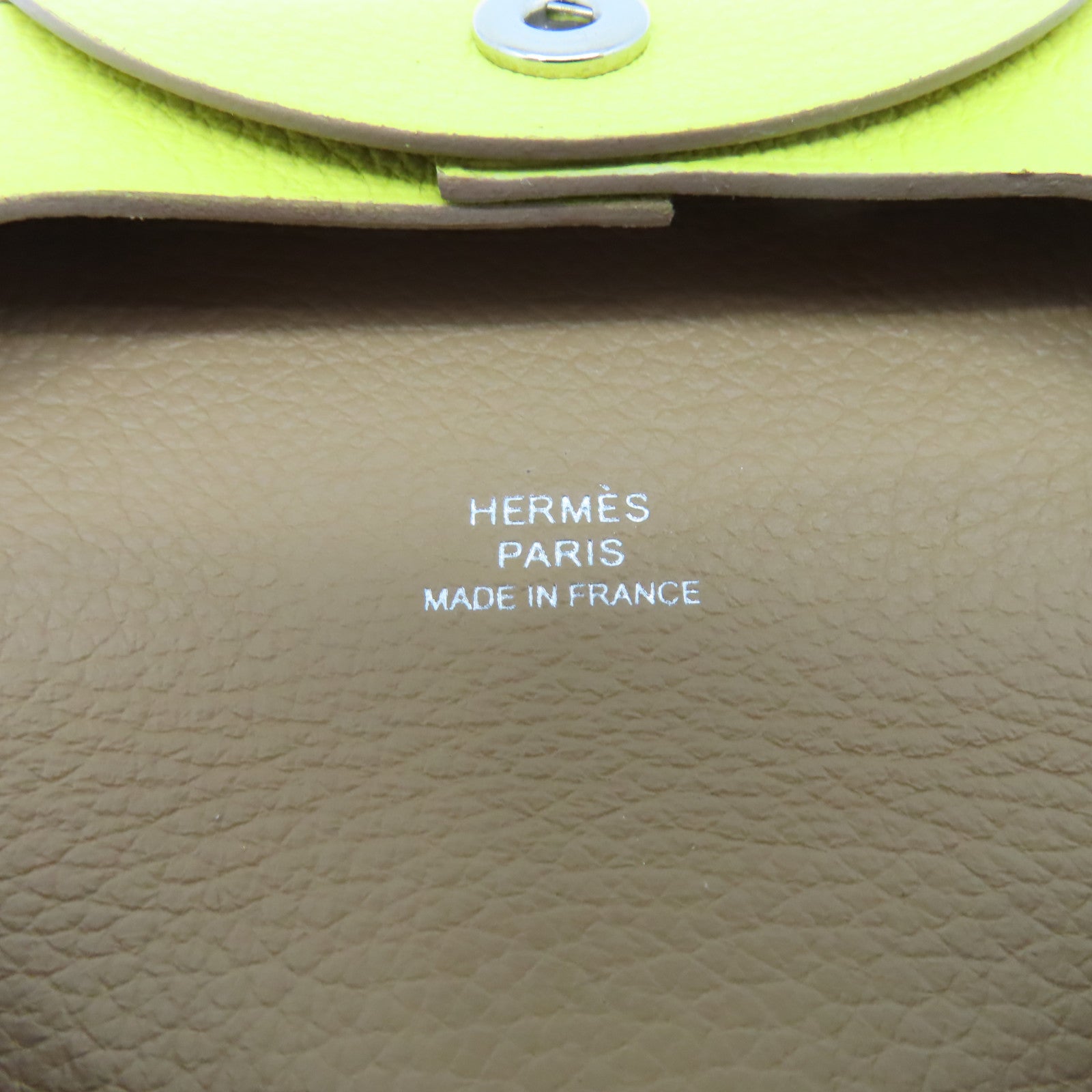 HERMES 皮革Bastia Coin Case銀扣零錢包黃色