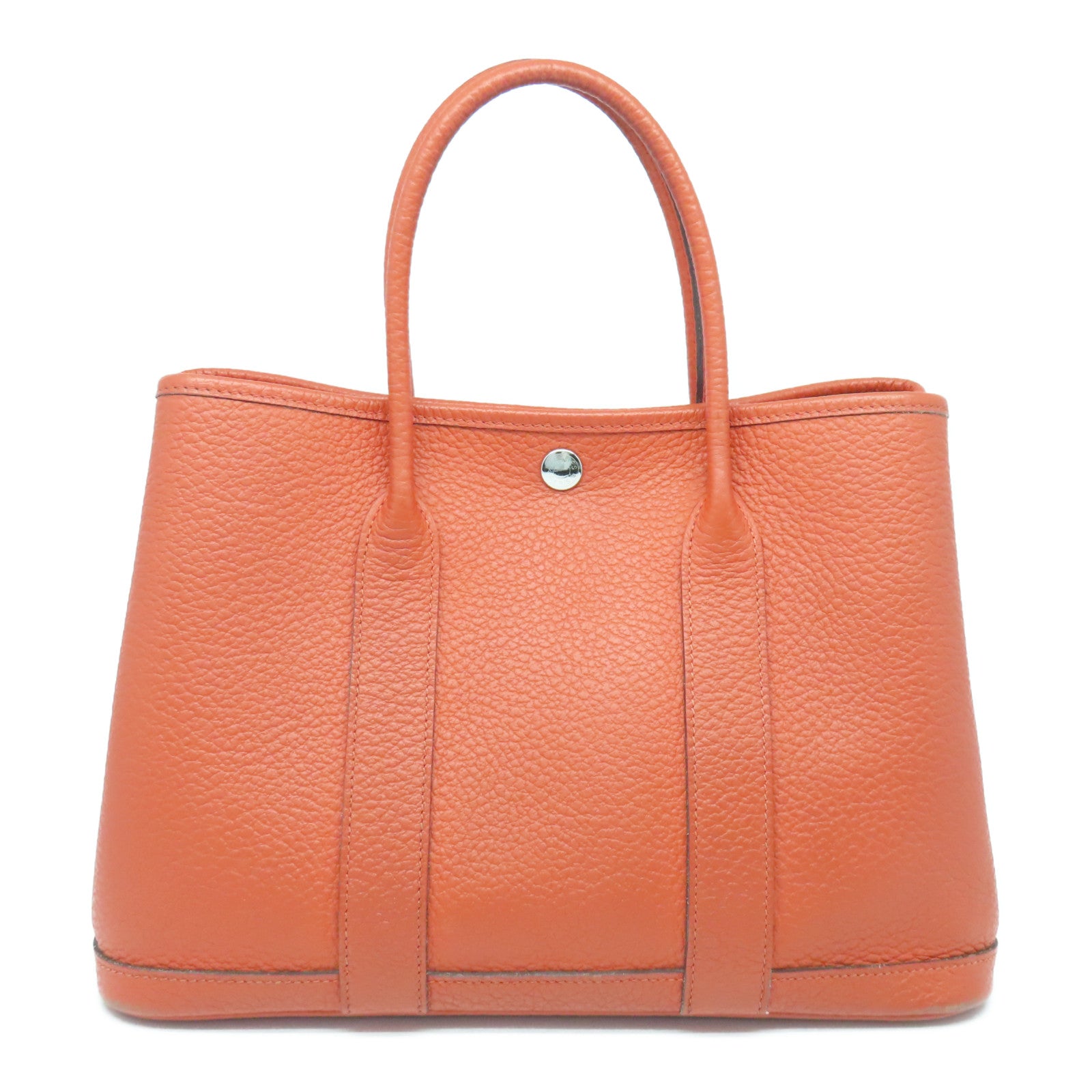 HERMES Country皮革Garden Party TPM銀扣手挽袋鱷魚橘