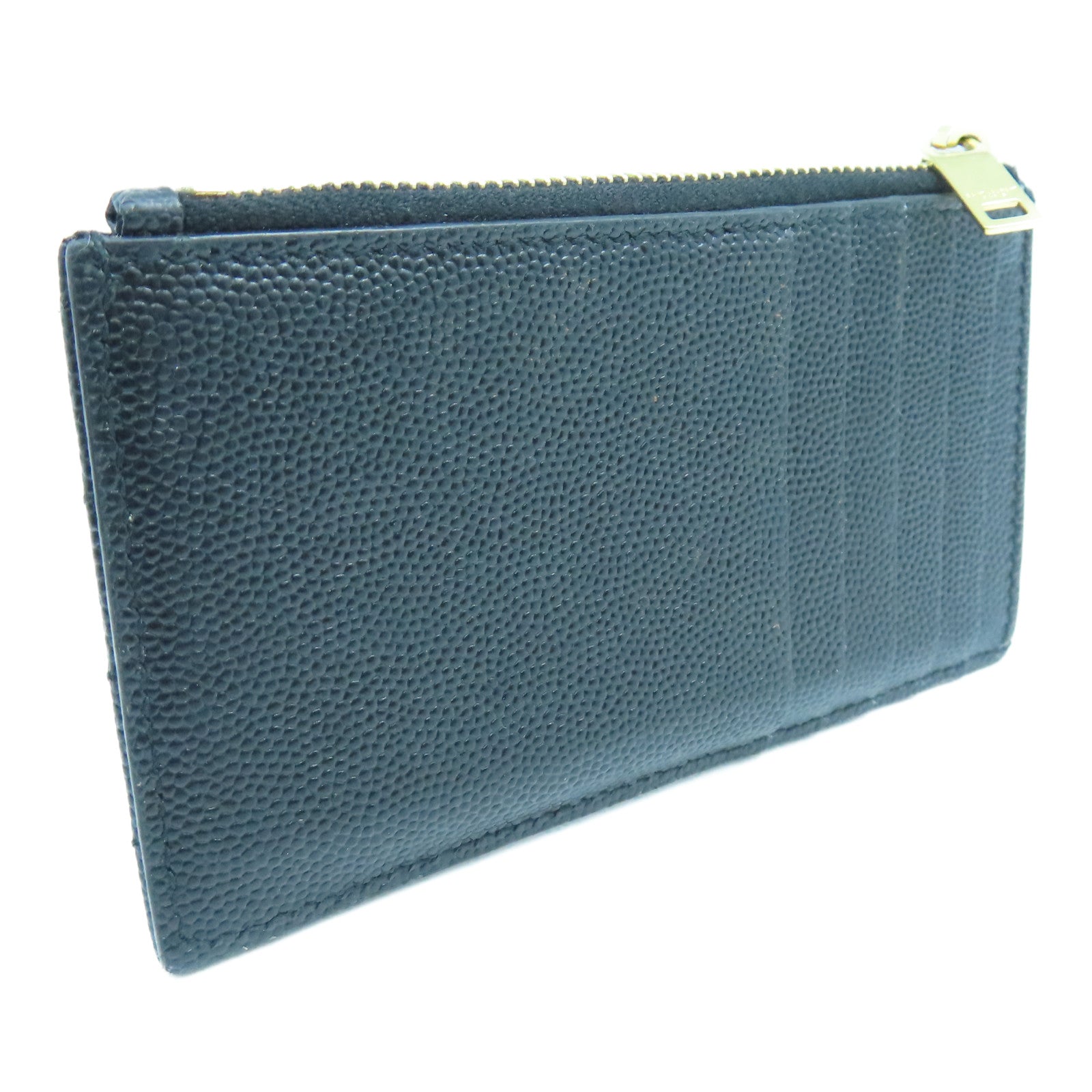 SAINT LAURENT 斜紋牛皮皮革Card Case金扣卡片包黑色