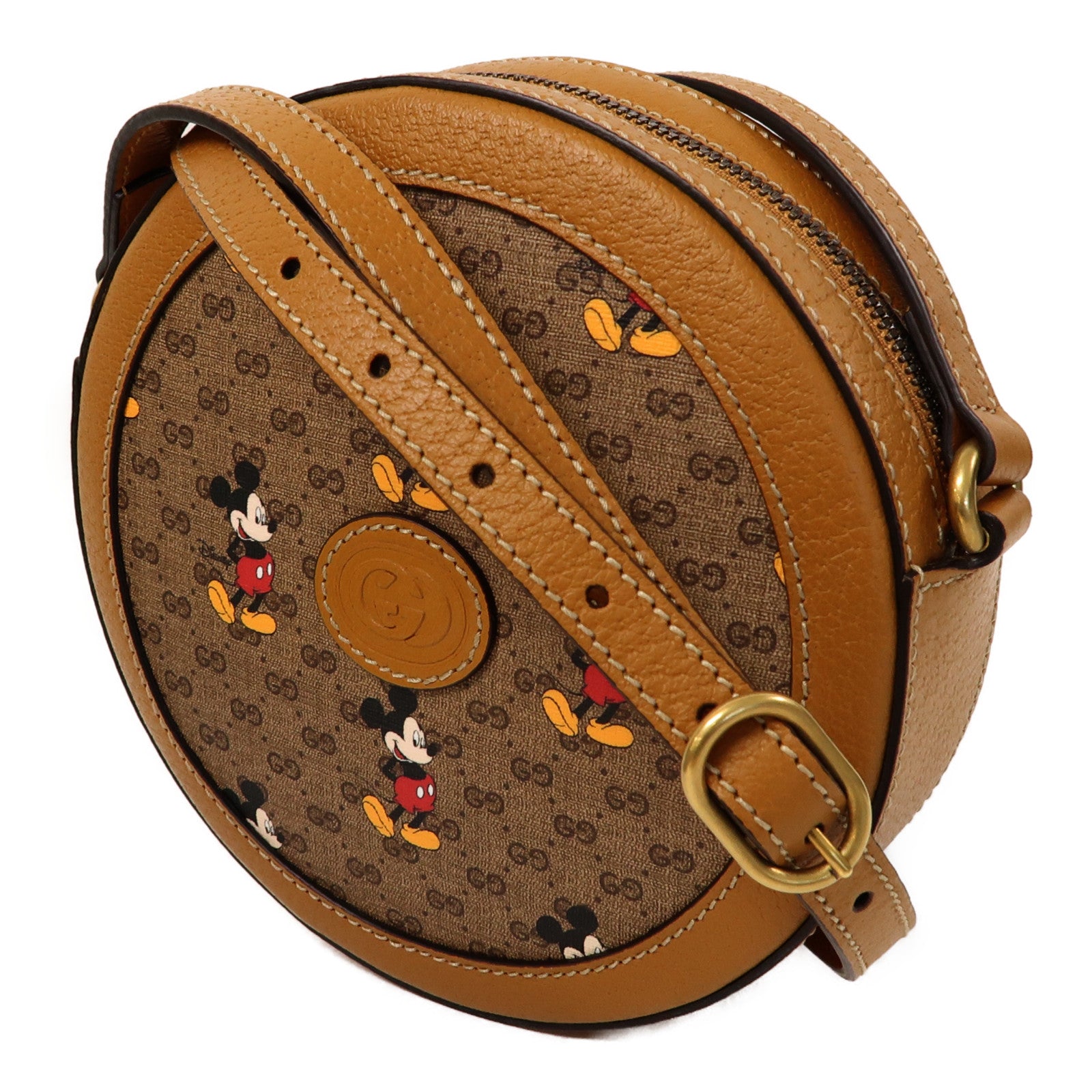 GUCCI 塗層帆布Gucci X Disney Crossbody金扣肩背袋啡色