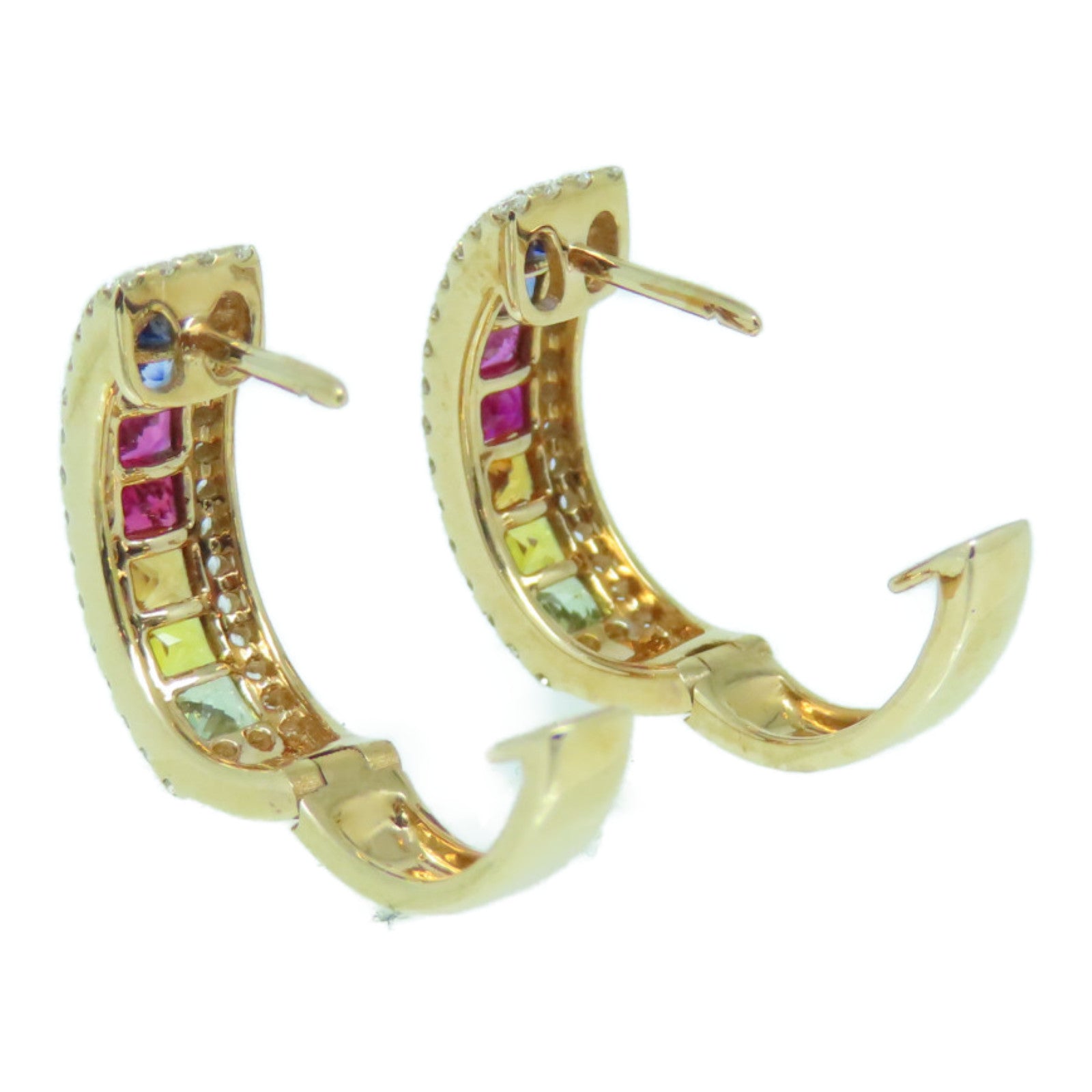 JEWELRY 【激減優惠】18K玫瑰金Multi Sapphire Diamond Earrings 1.51ct藍寶石/0.478ct鑽石耳環