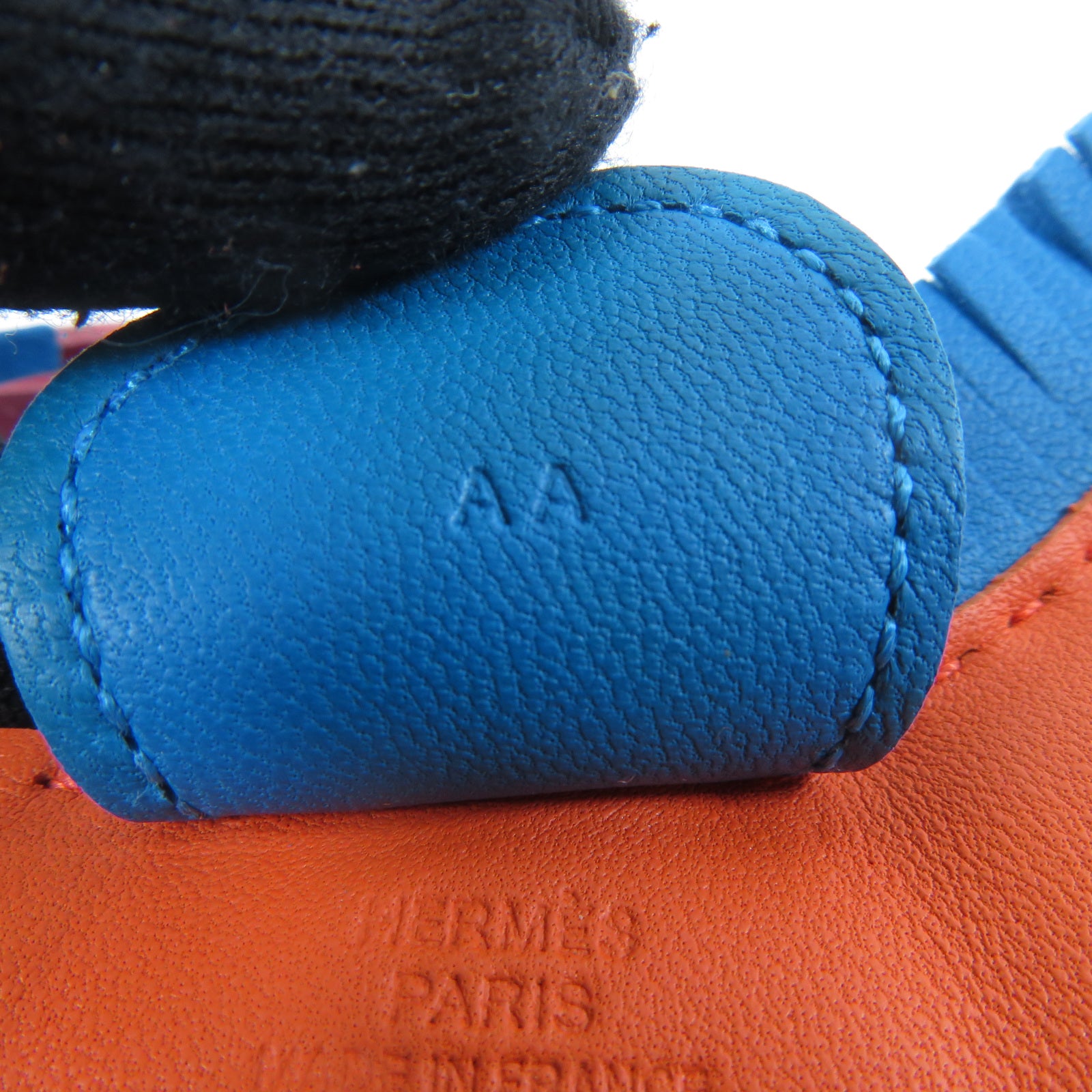 HERMES Swift皮革Rodeo MM掛飾Terre Battue 紅土色/Turquoise 綠松石色