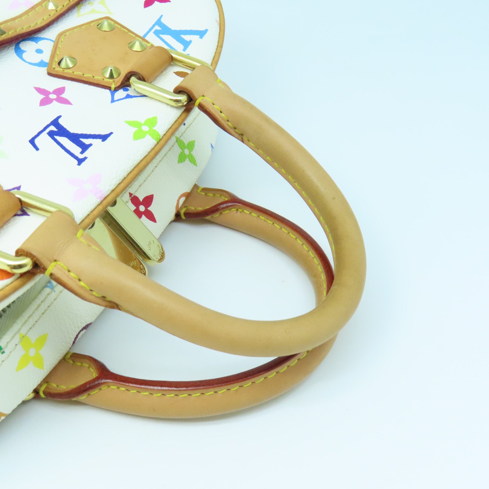 LOUIS VUITTON Monogram Multicolore Trouville Hand Bag Gold Buckle White/Color