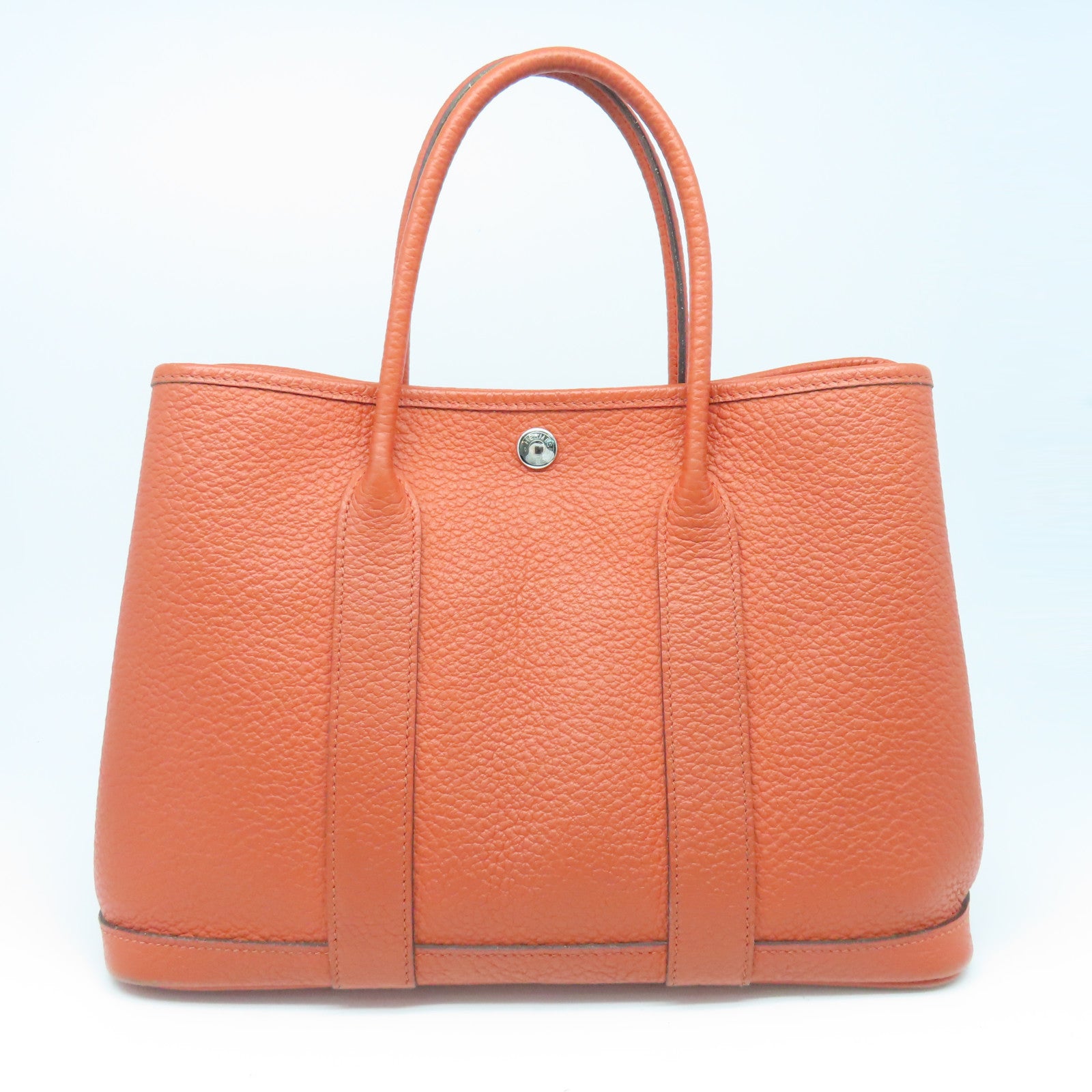HERMES Country皮革Garden Party TPM銀扣手挽袋鱷魚橘
