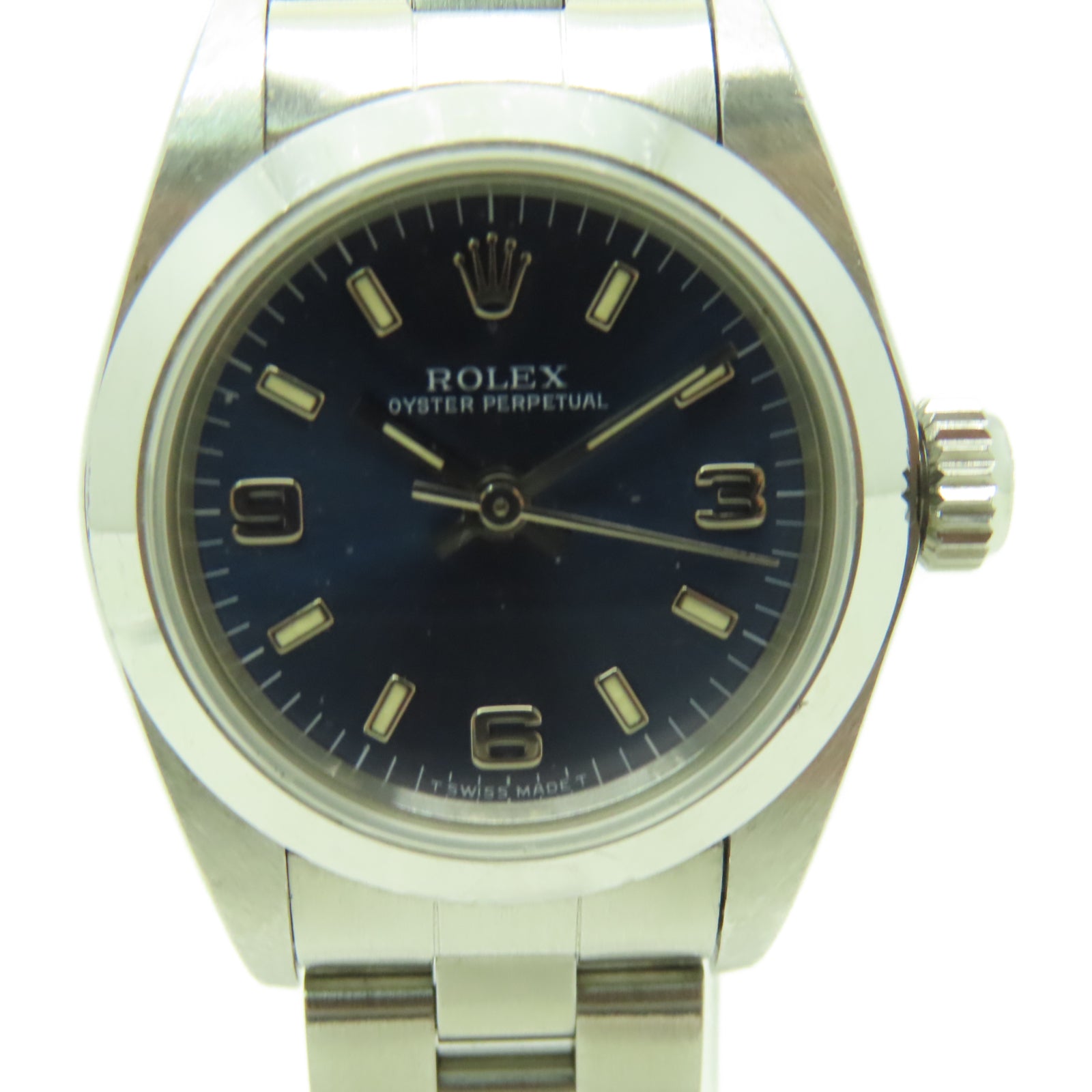 ROLEX Oyster Perpetual 26mm不鏽鋼手錶自動機芯海軍藍色