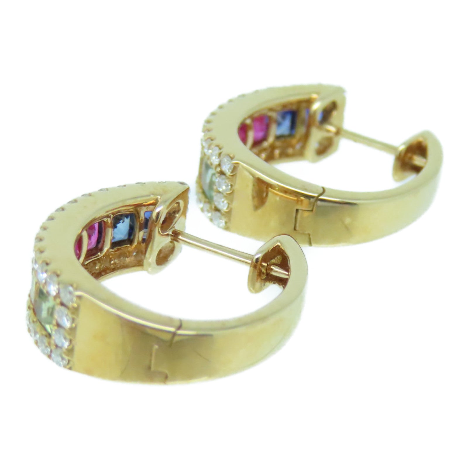 JEWELRY 【激減優惠】18K玫瑰金Multi Sapphire Diamond Earrings 1.51ct藍寶石/0.478ct鑽石耳環