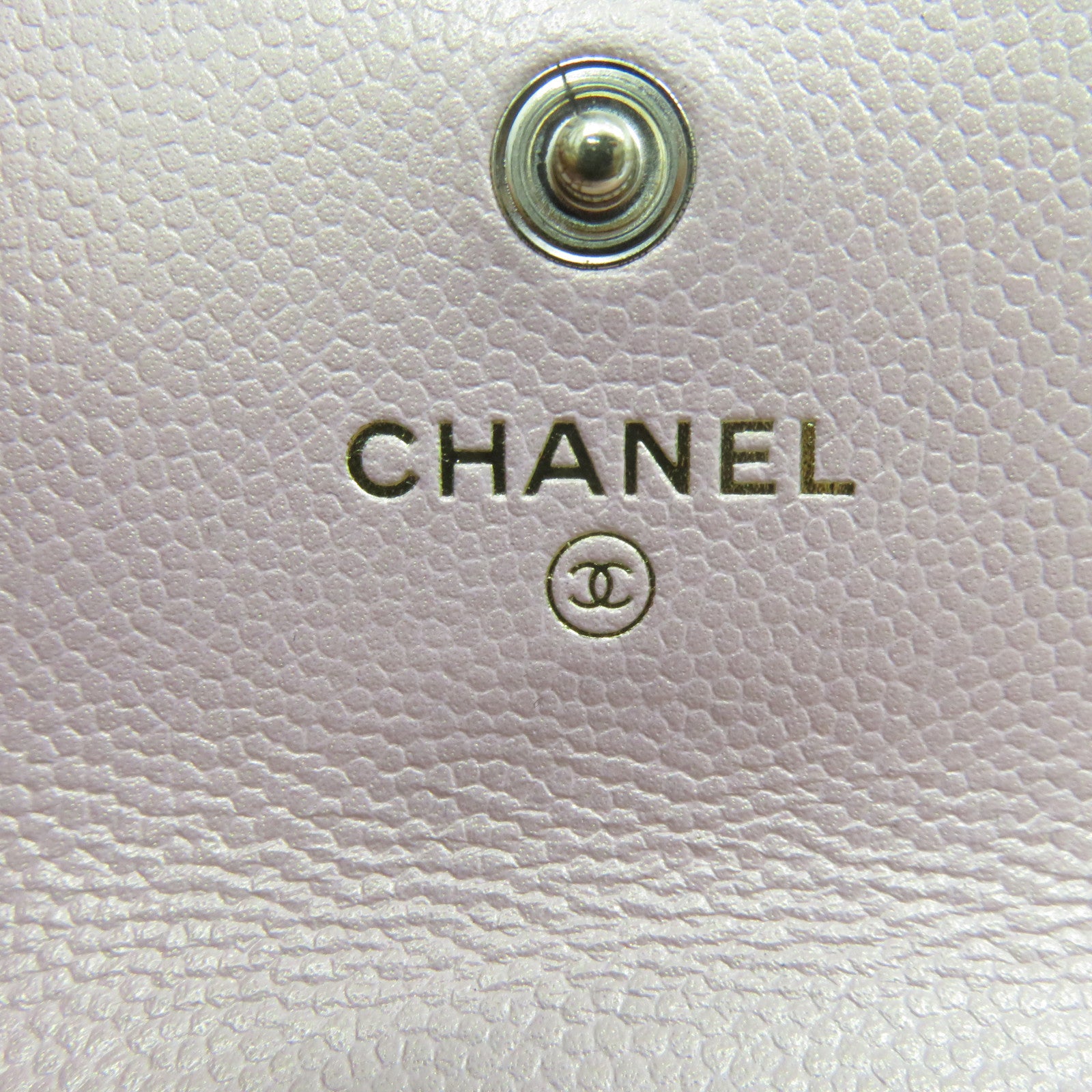 CHANEL 菱格Caviar皮革CC Pearl Card Case With Chain金扣卡片套粉紅色