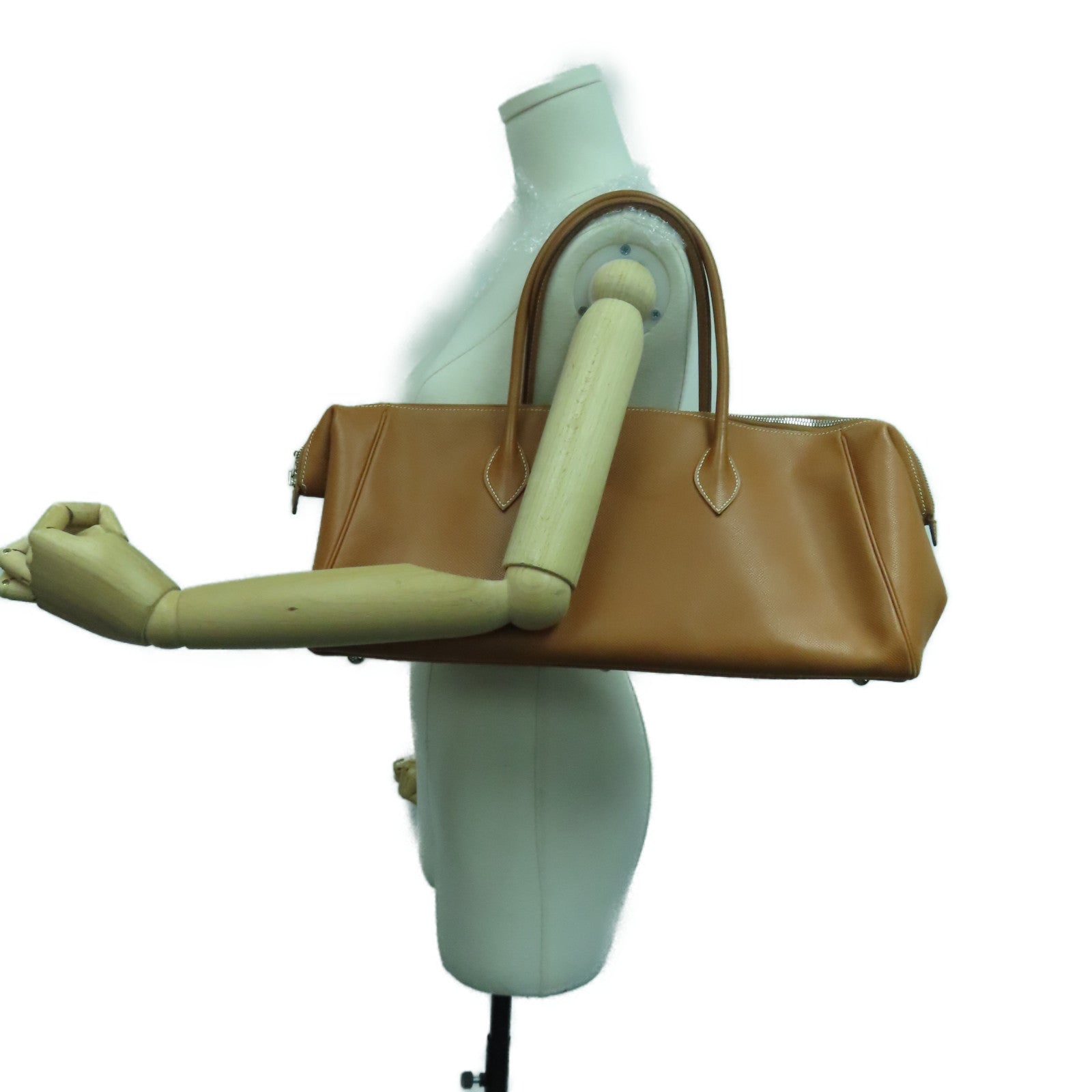 HERMES [Sharp Discount] Epsom Leather Pairs Bombay Silver Buckle Shoulder Bag Brown