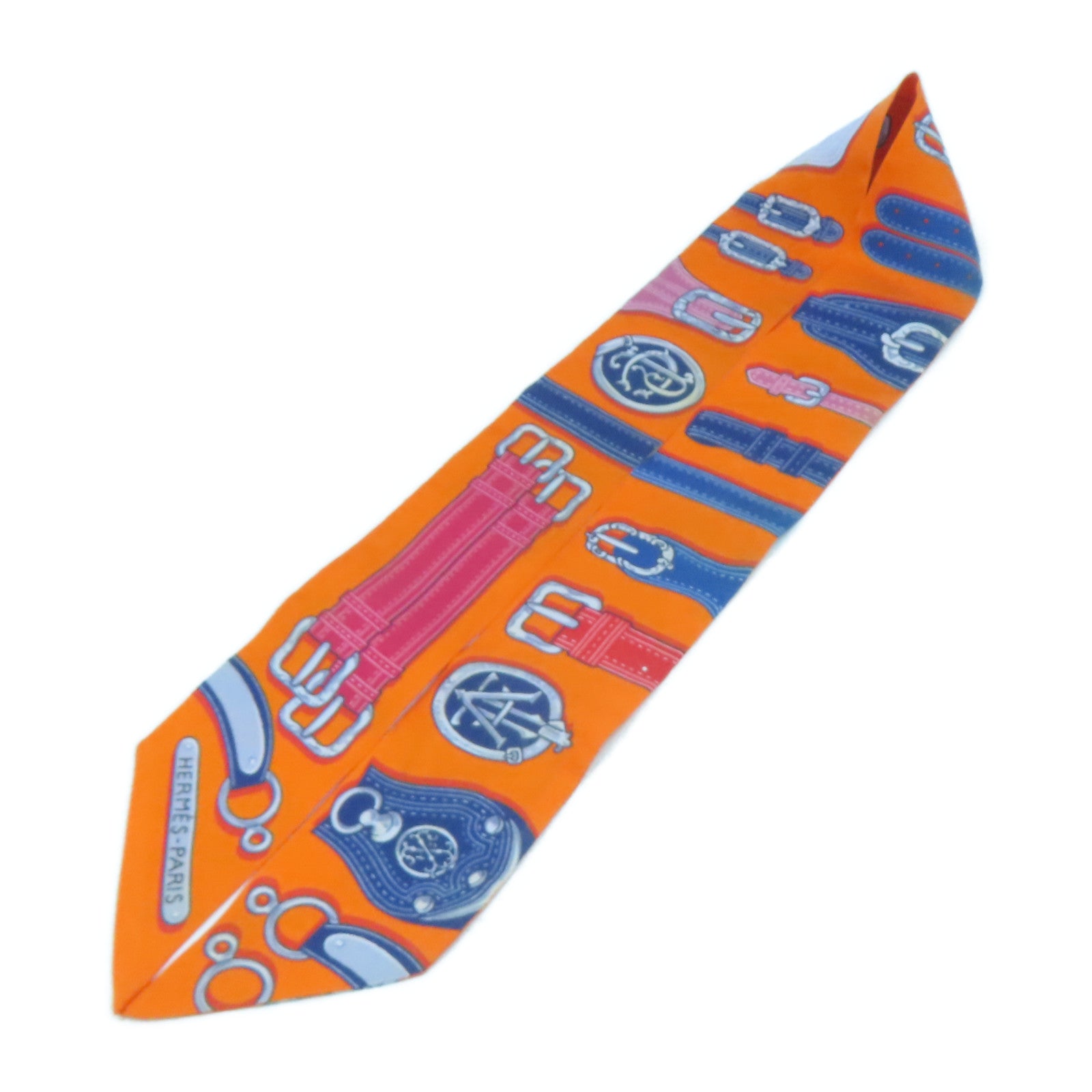 HERMES 絲質Twilly絲巾橙色