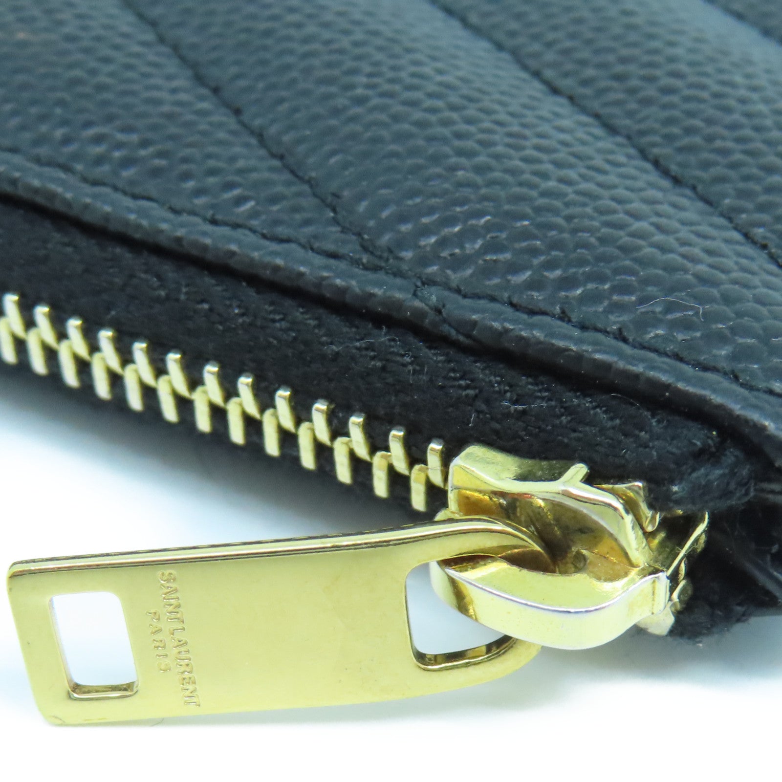 SAINT LAURENT 斜紋牛皮皮革Card Case金扣卡片包黑色