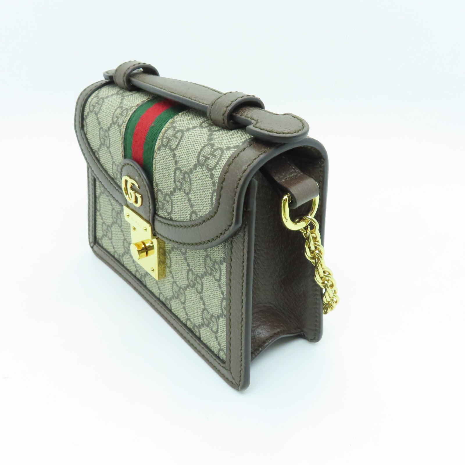 GUCCI 塗層帆布Ophidia GG金扣手挽肩背兩用袋棕色