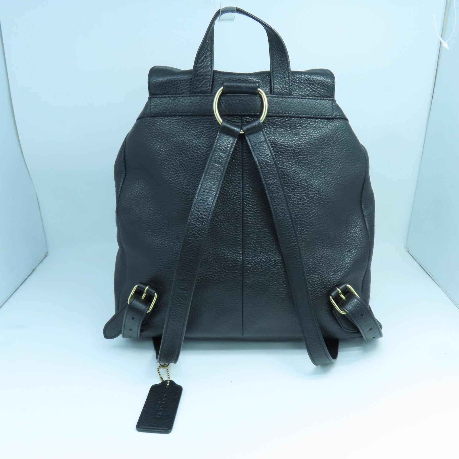 coach hk backpack COACH Leather Rucksack Gold Buckle Backpack Black