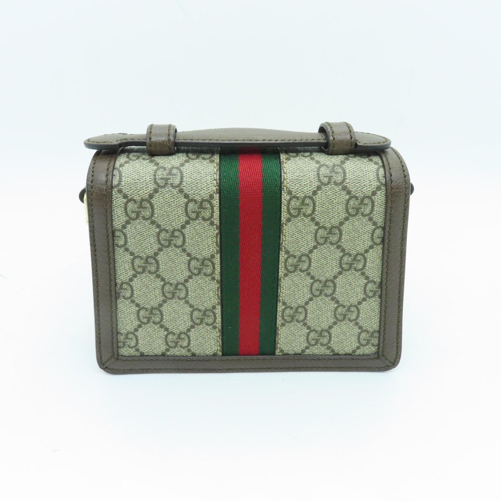 GUCCI 塗層帆布Ophidia GG金扣手挽肩背兩用袋棕色