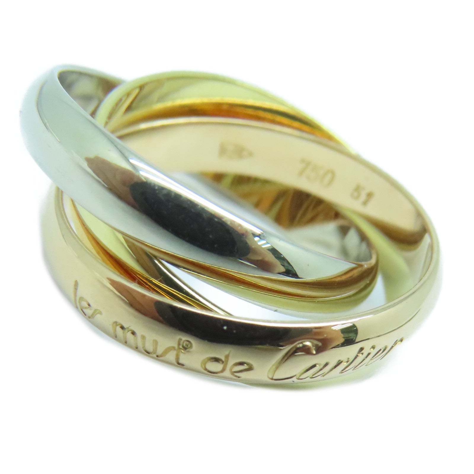 CARTIER 18K黃金/玫瑰金/白金Trinity Ring 2.8mm戒指US#5.75/Cartier#51金色/粉金色/銀色
