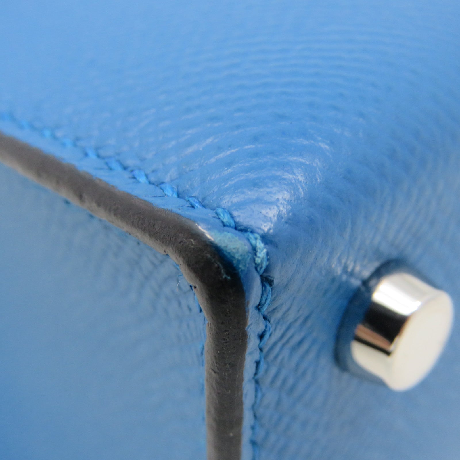 HERMES Epsom皮革Verrou 21 Shoulder Bag銀扣肩背袋Blue Zanzibar藍色