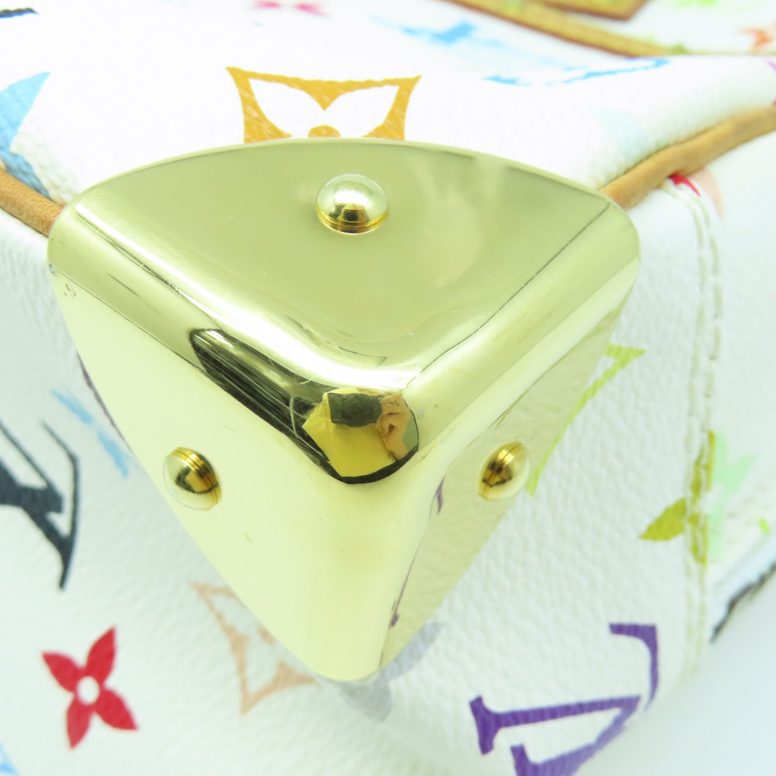 LOUIS VUITTON Monogram Multicolore Trouville Hand Bag Gold Buckle White/Color