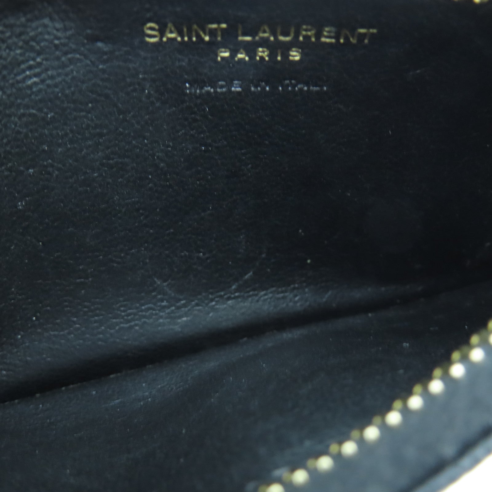 SAINT LAURENT 斜紋牛皮皮革Card Case金扣卡片包黑色