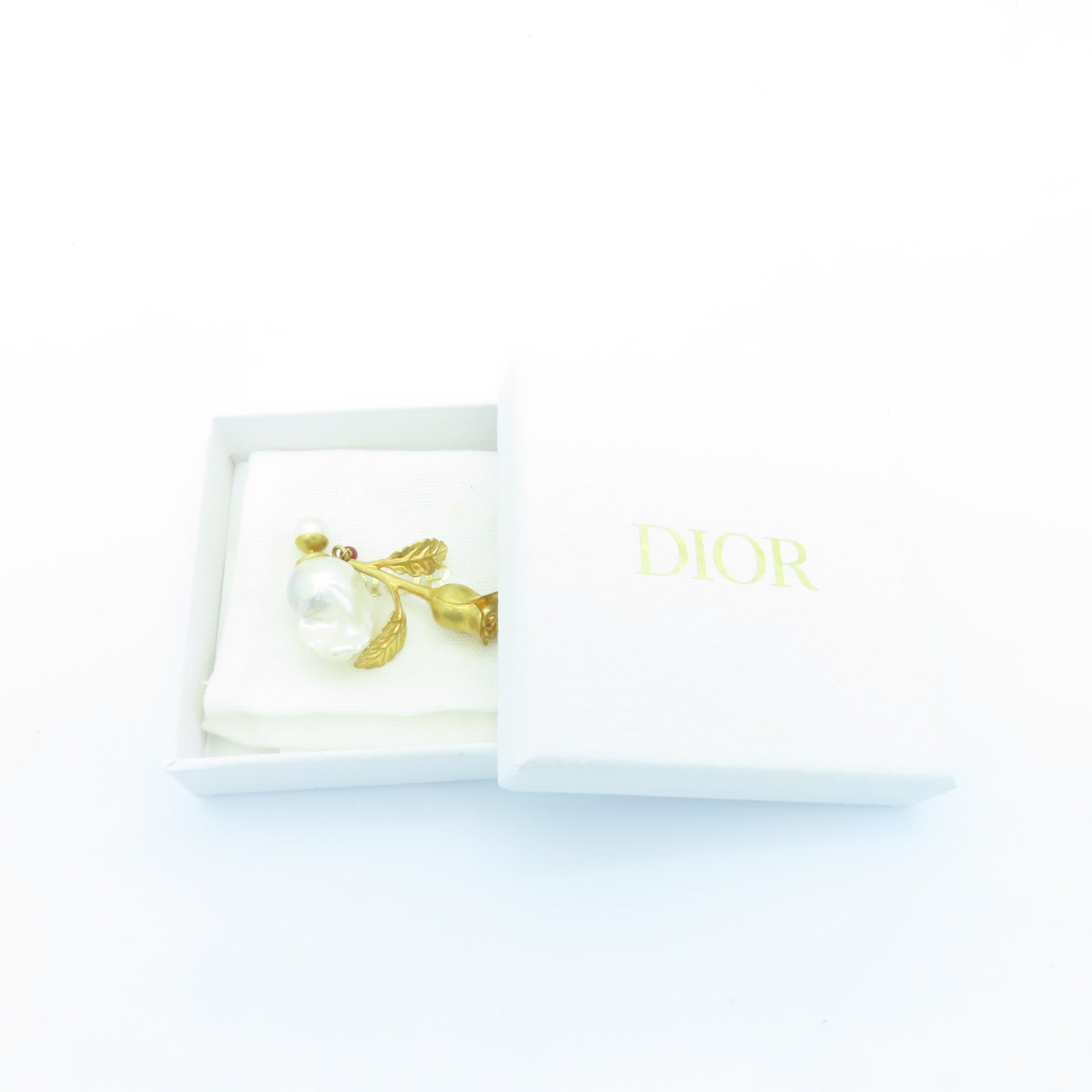 Dior 金屬/PVC Earrings耳環白色/金色