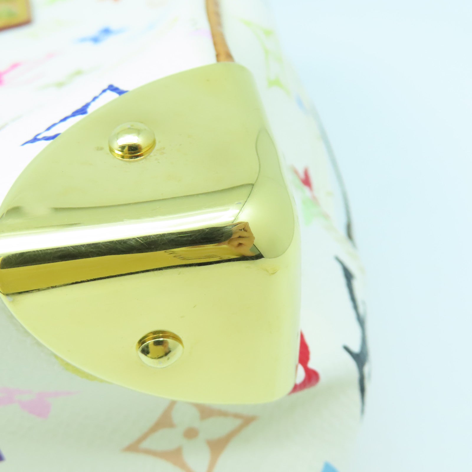 LOUIS VUITTON Monogram Multicolore Trouville Hand Bag Gold Buckle White/Color