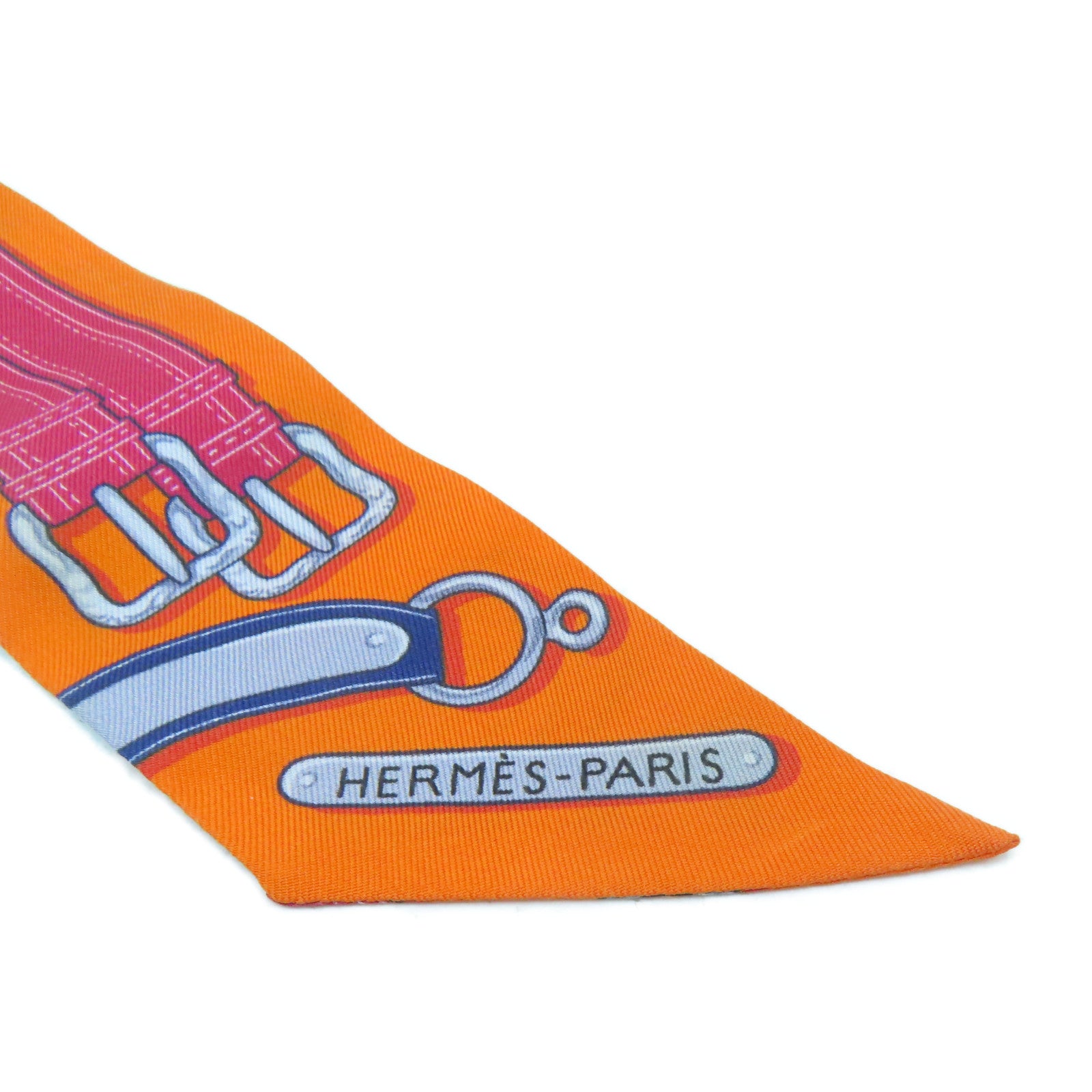 HERMES 絲質Twilly絲巾橙色