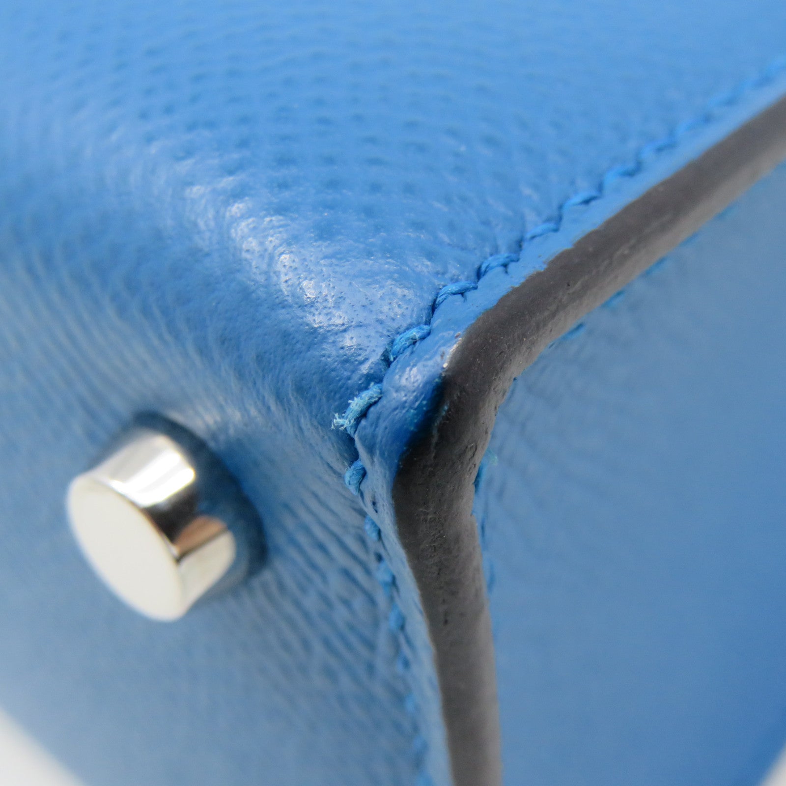 HERMES Epsom皮革Verrou 21 Shoulder Bag銀扣肩背袋Blue Zanzibar藍色