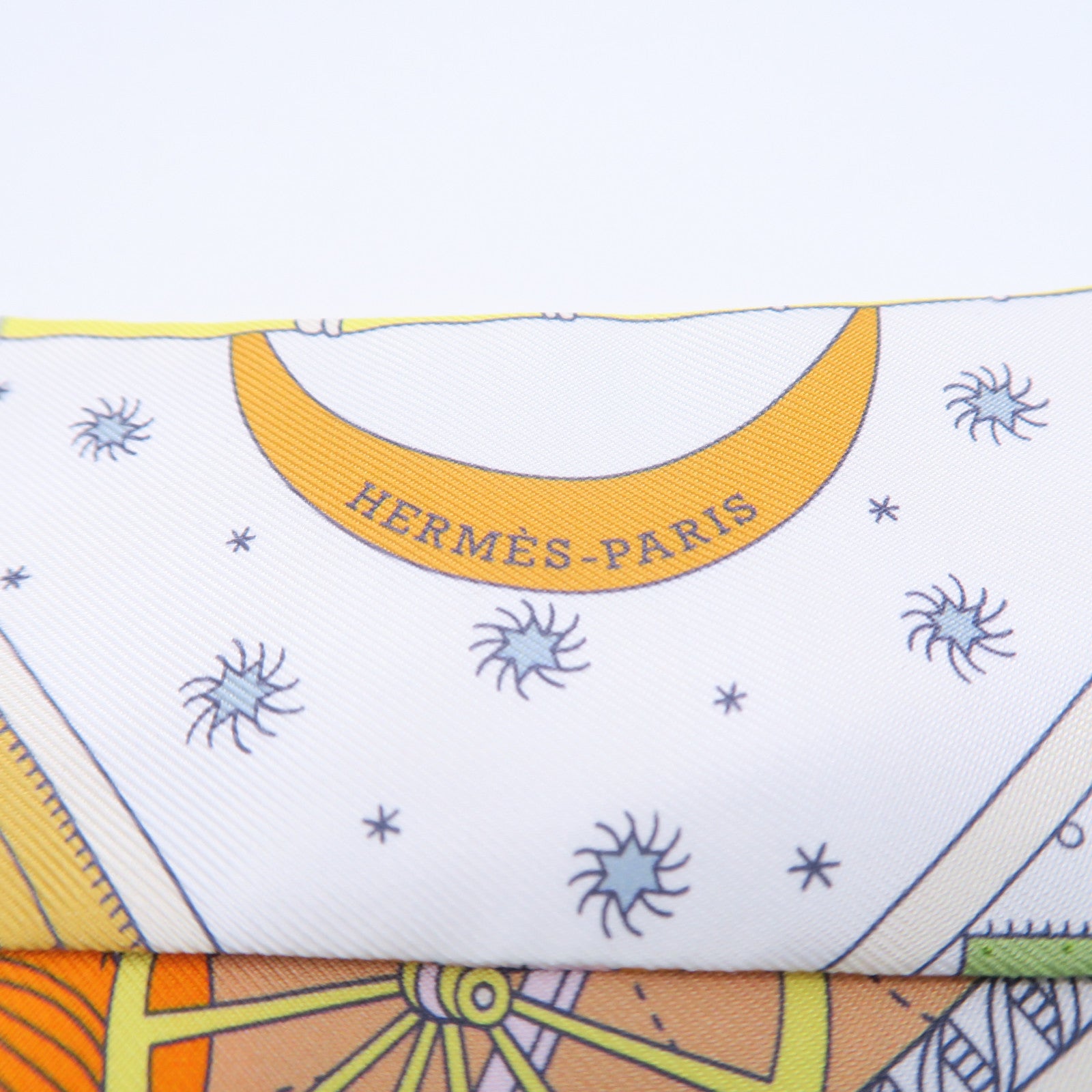 HERMES 絲質Twilly絲巾白色/淺藍色/淺綠色/黃色