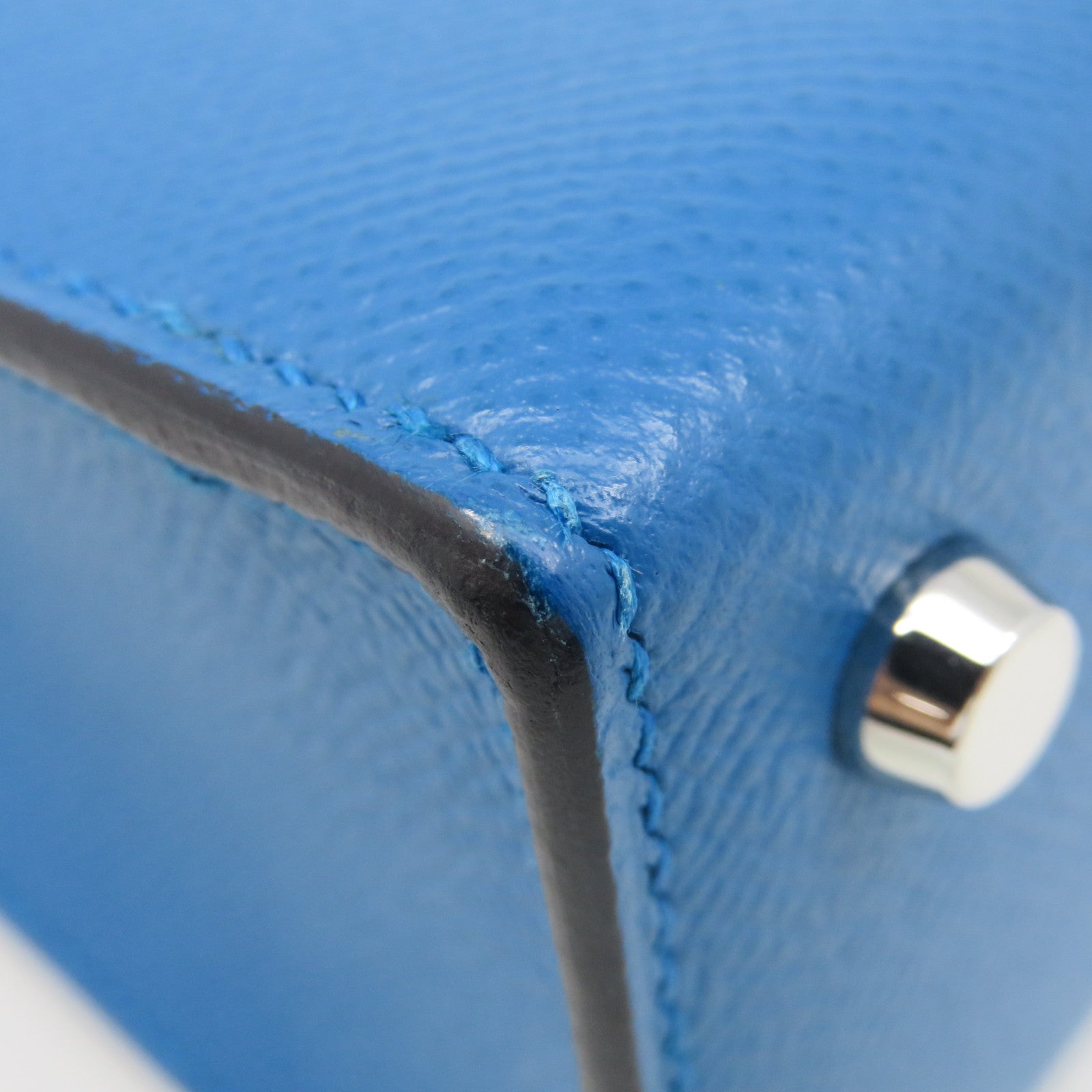 HERMES Epsom皮革Verrou 21 Shoulder Bag銀扣肩背袋Blue Zanzibar藍色