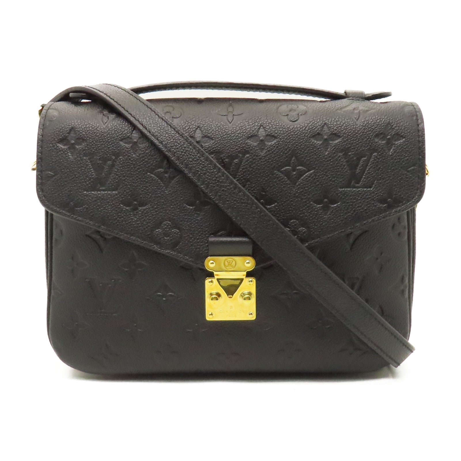 LOUIS VUITTON Monogram Empreinte Pochette Metis金扣手挽肩背兩用袋黑色