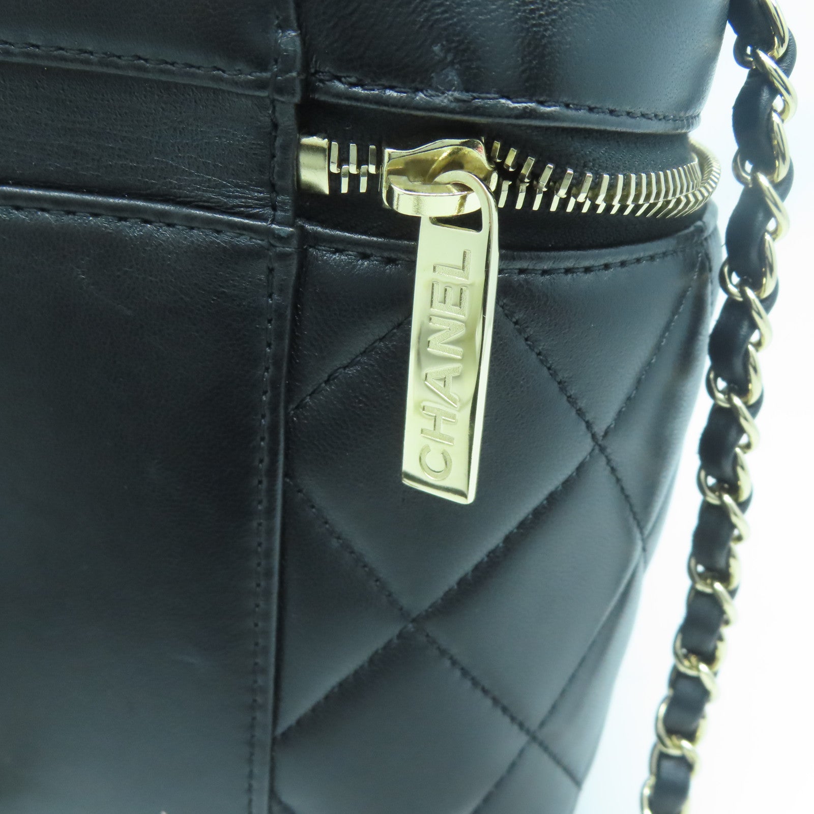 CHANEL 菱格羊皮皮革Trendy CC Vanity Case金扣手挽肩背兩用袋黑色
