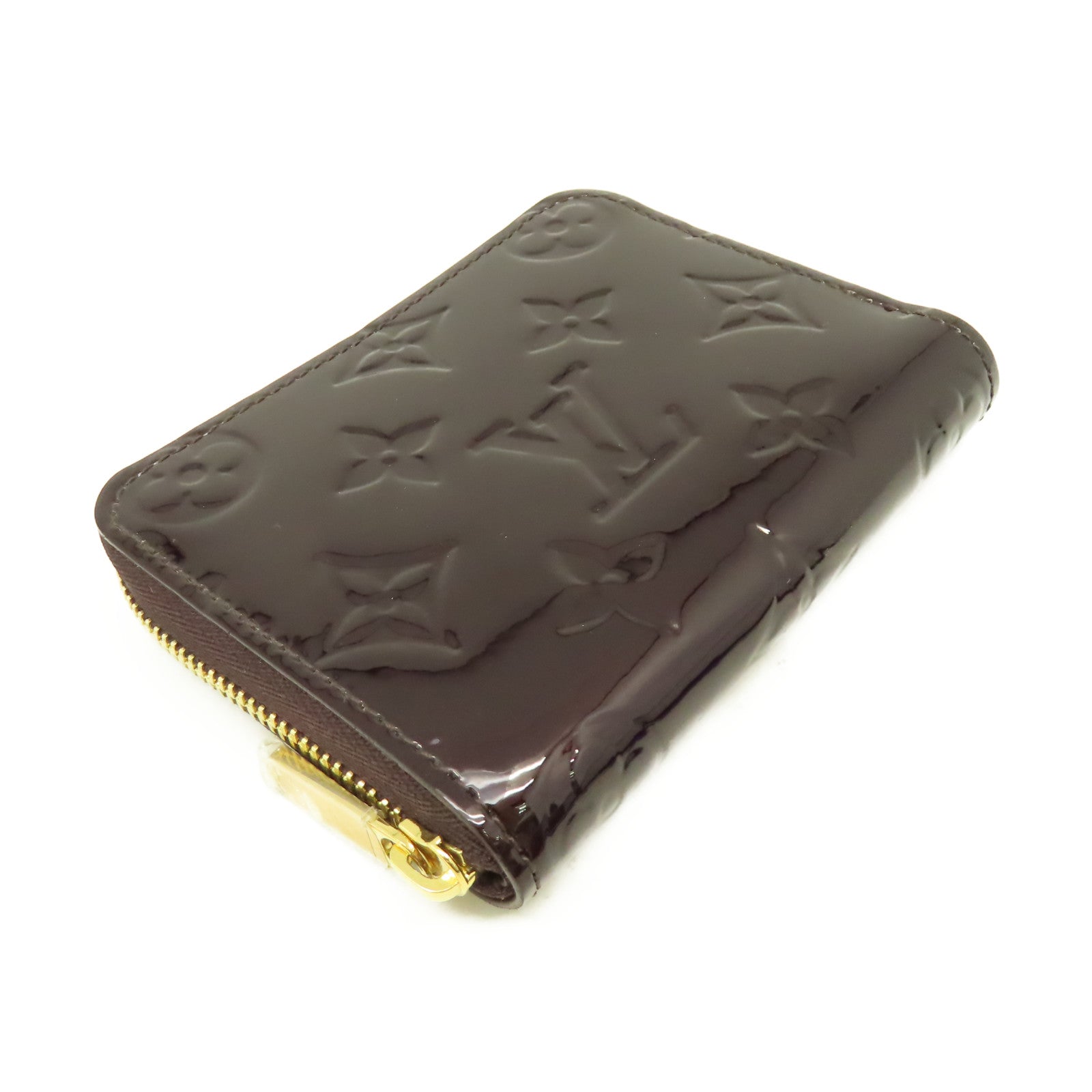 LOUIS VUITTON Mono-Vernis Card Coin Case金扣零錢卡套酒紅色