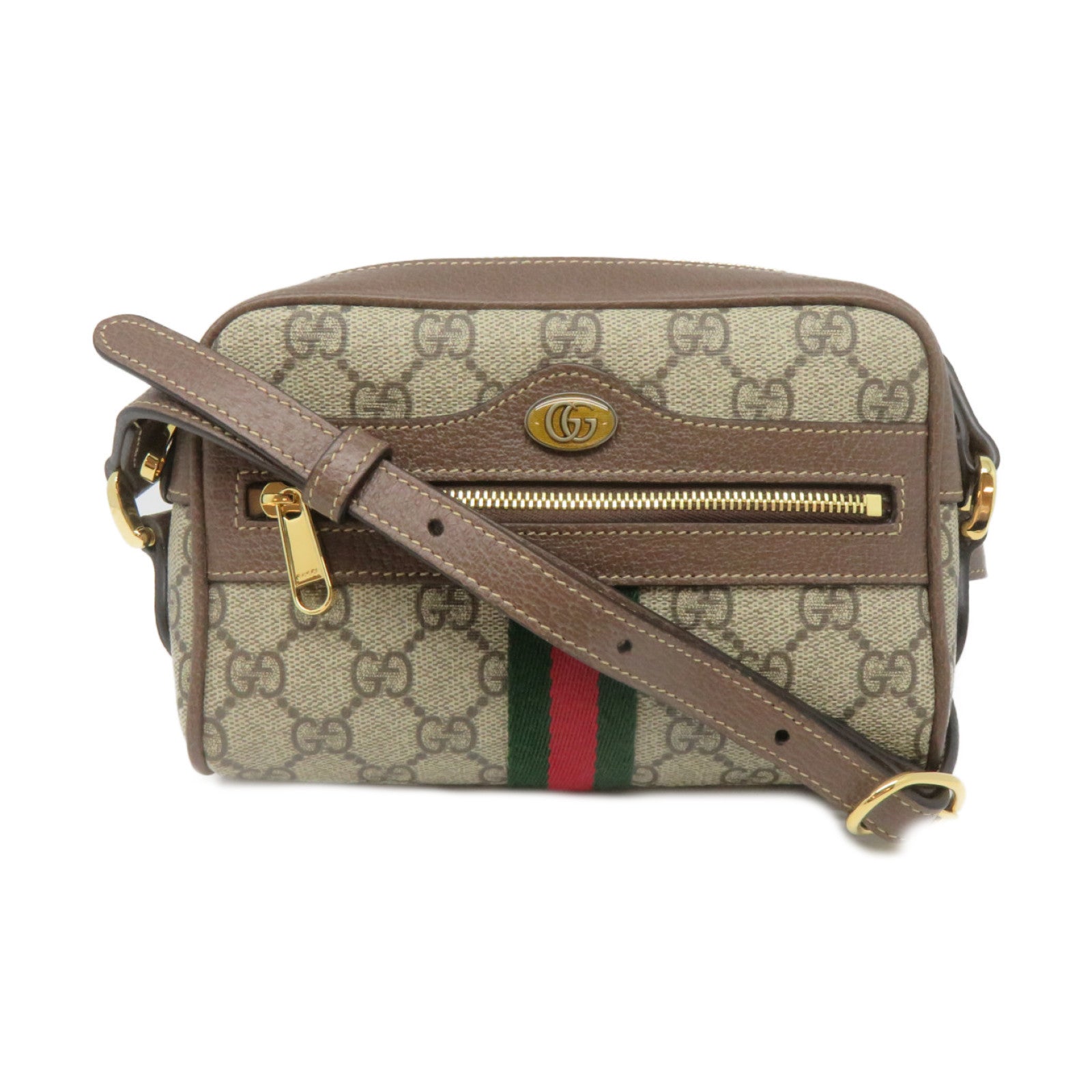 GUCCI 塗層帆布Ophidia GG Supreme金扣肩背袋啡色