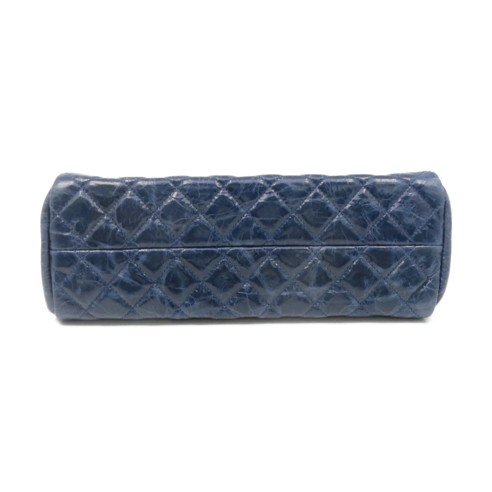 CHANEL 菱格牛皮皮革Chain Shoulder Bag银扣链带肩背袋绿蓝色