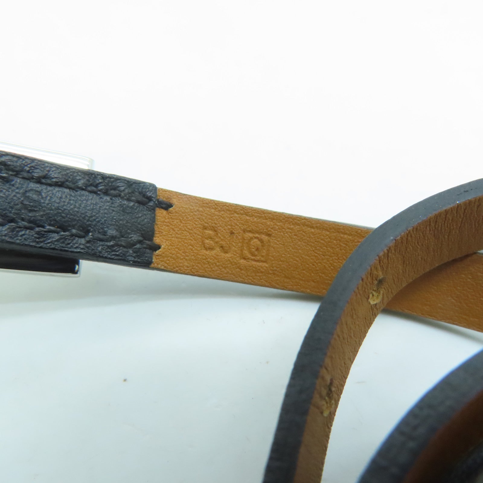 HERMES Swift Leather Behapi Double Tour Silver Buckle Bracelet Black
