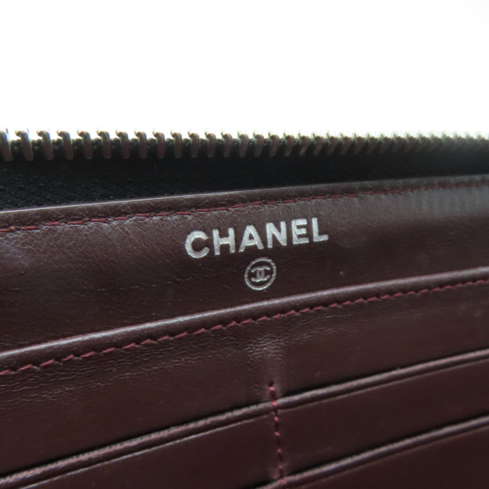 CHANEL 菱格羊皮皮革Long Wallet銀扣長錢包黑色