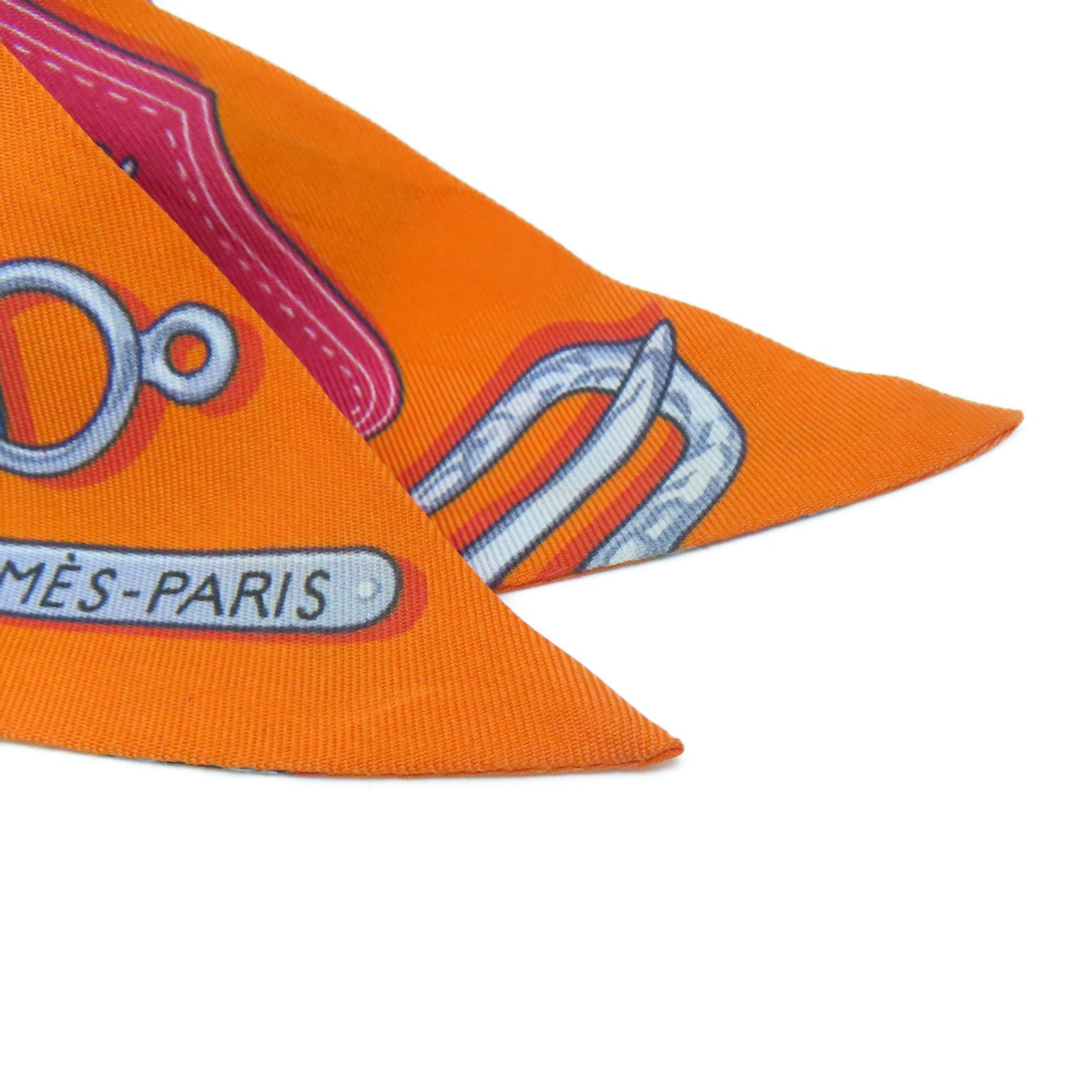 HERMES 絲質Twilly絲巾橙色
