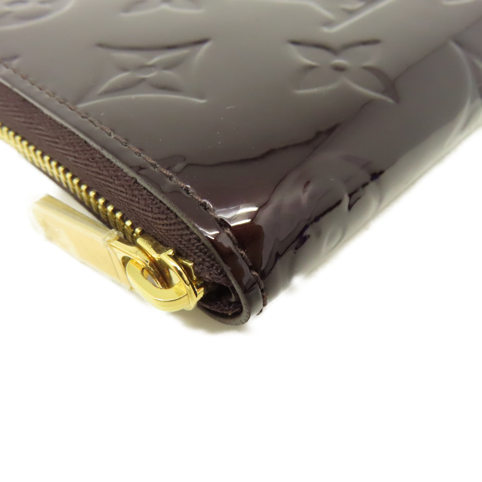 LOUIS VUITTON Mono-Vernis Card Coin Case金扣零錢卡套酒紅色