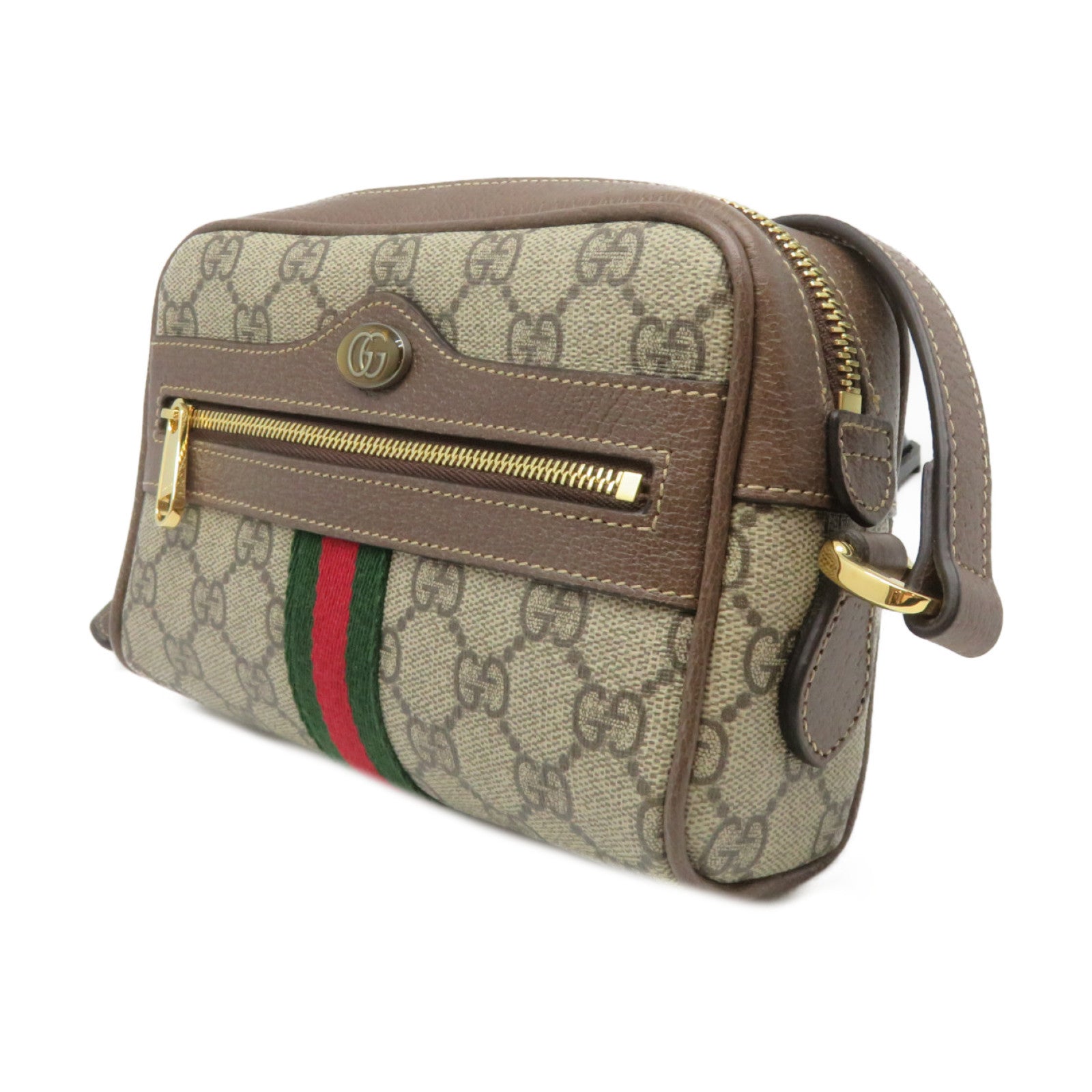 GUCCI 塗層帆布Ophidia GG Supreme金扣肩背袋啡色
