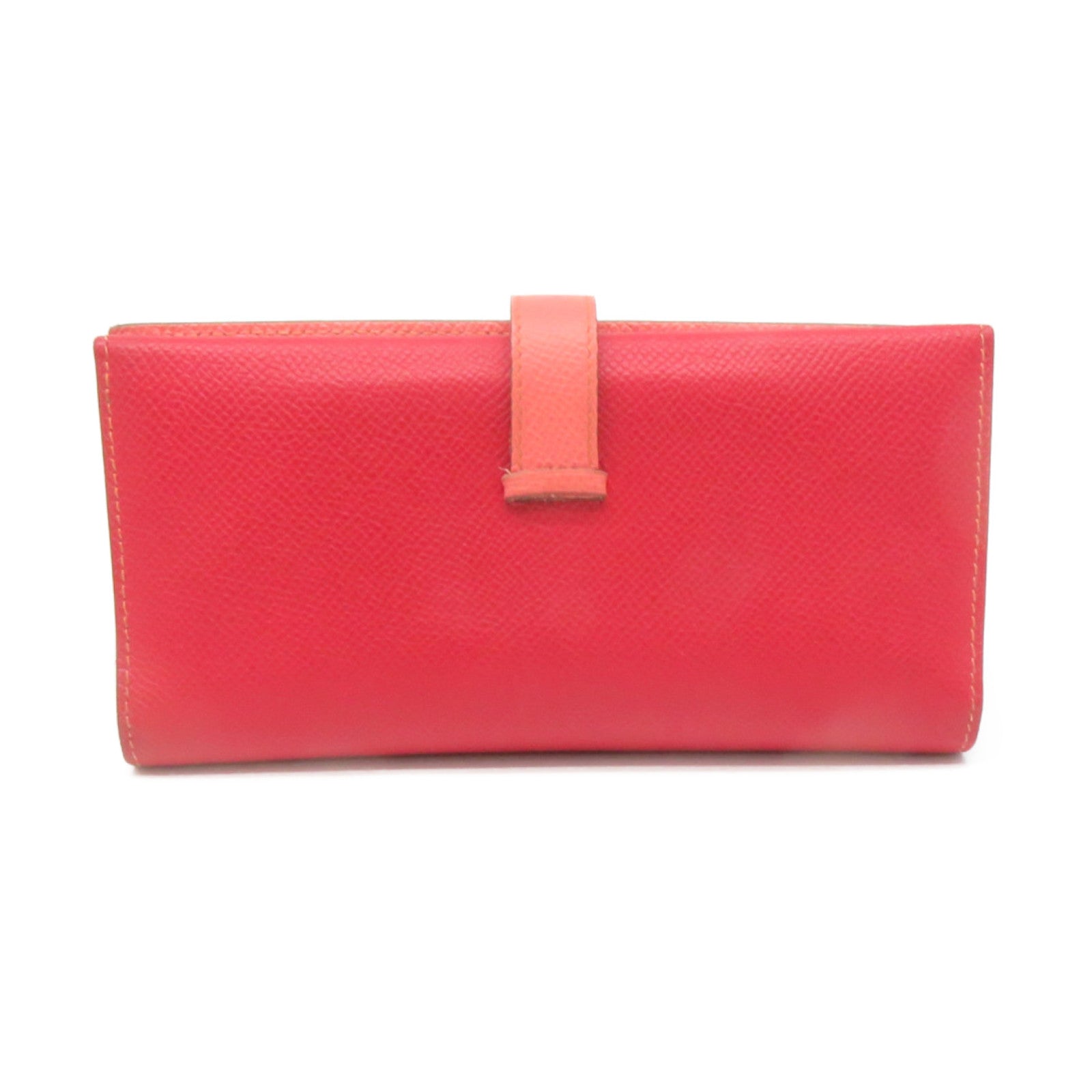 HERMES 【激減優惠】Epsom皮革Bearn W Snap Wallet銀扣長銀包紅色