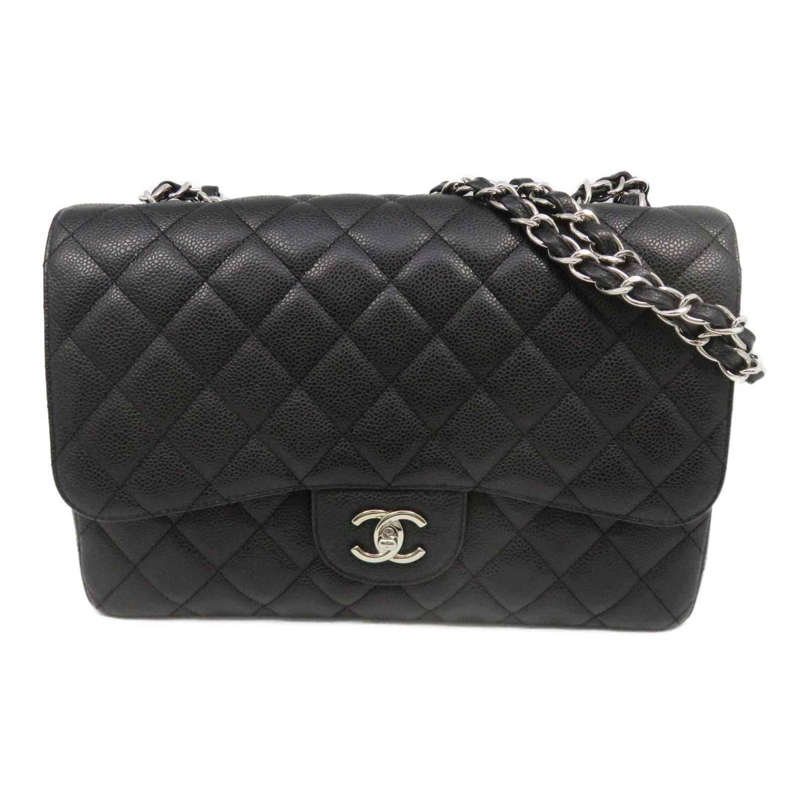 CHANEL [Sharp Reduction Offer] Lingge Cowhide Leather Chain Shoulder Silver Buckle Chain Belt Shoulder Bag Black