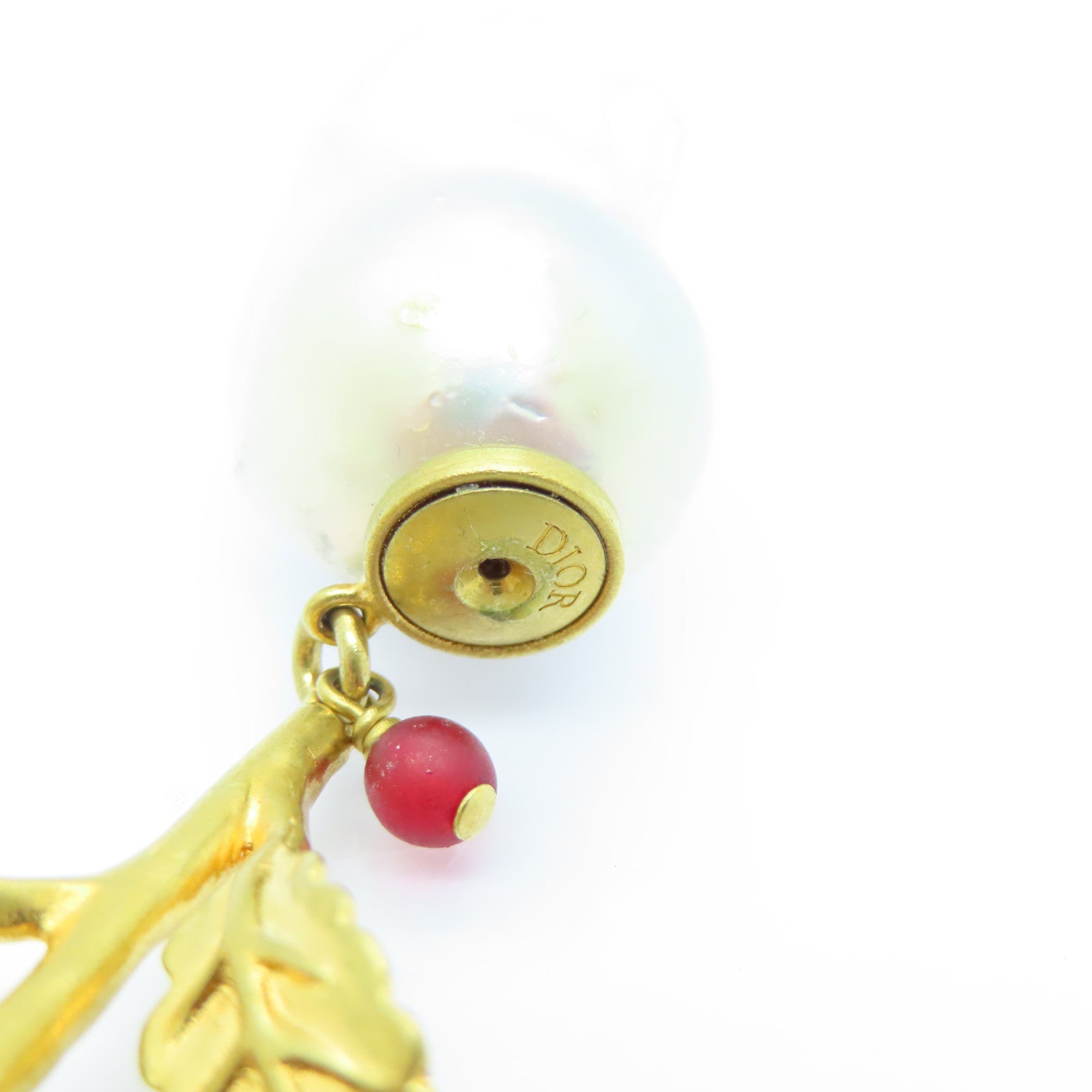 Dior 金屬/PVC Earrings耳環白色/金色