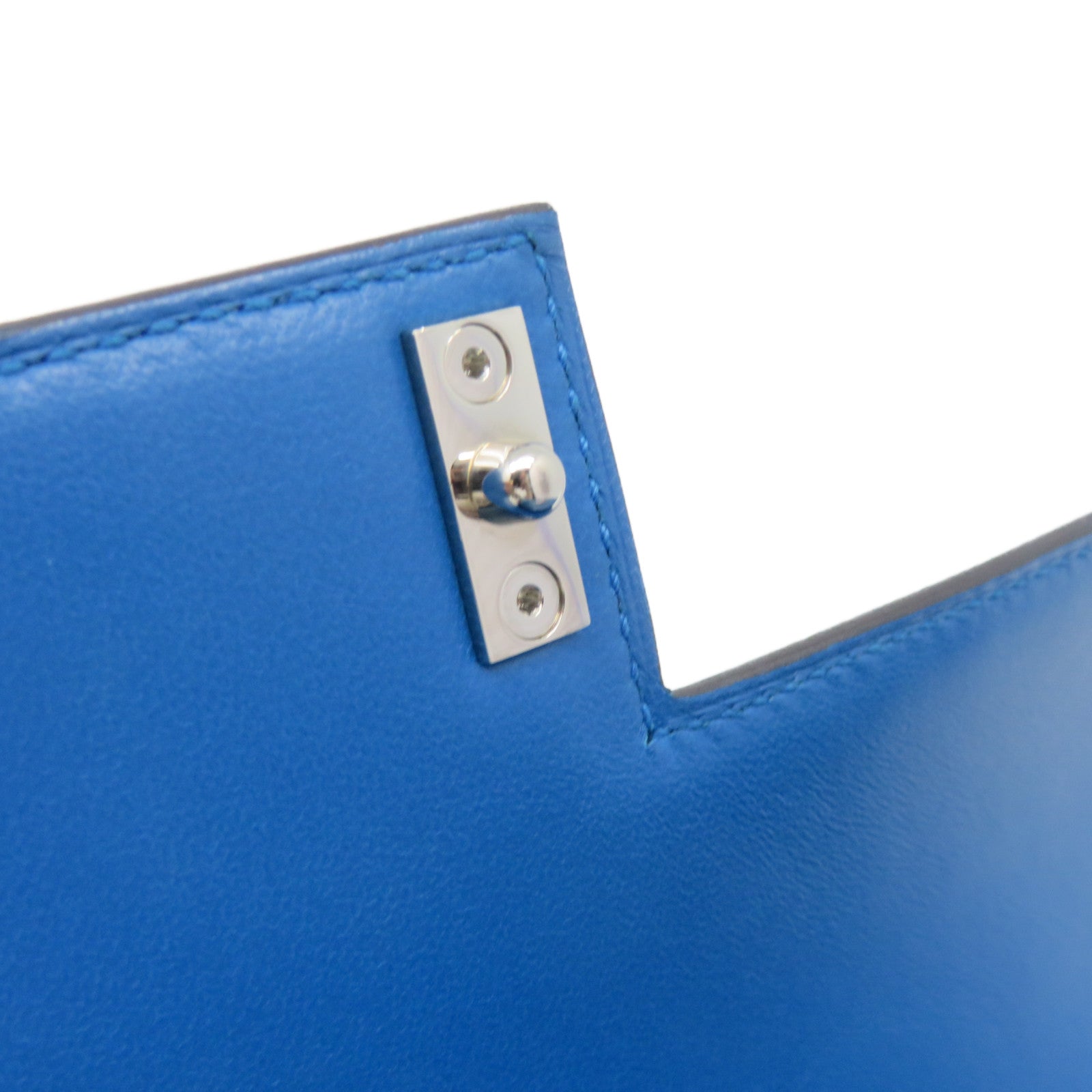 HERMES Epsom皮革Verrou 21 Shoulder Bag銀扣肩背袋Blue Zanzibar藍色