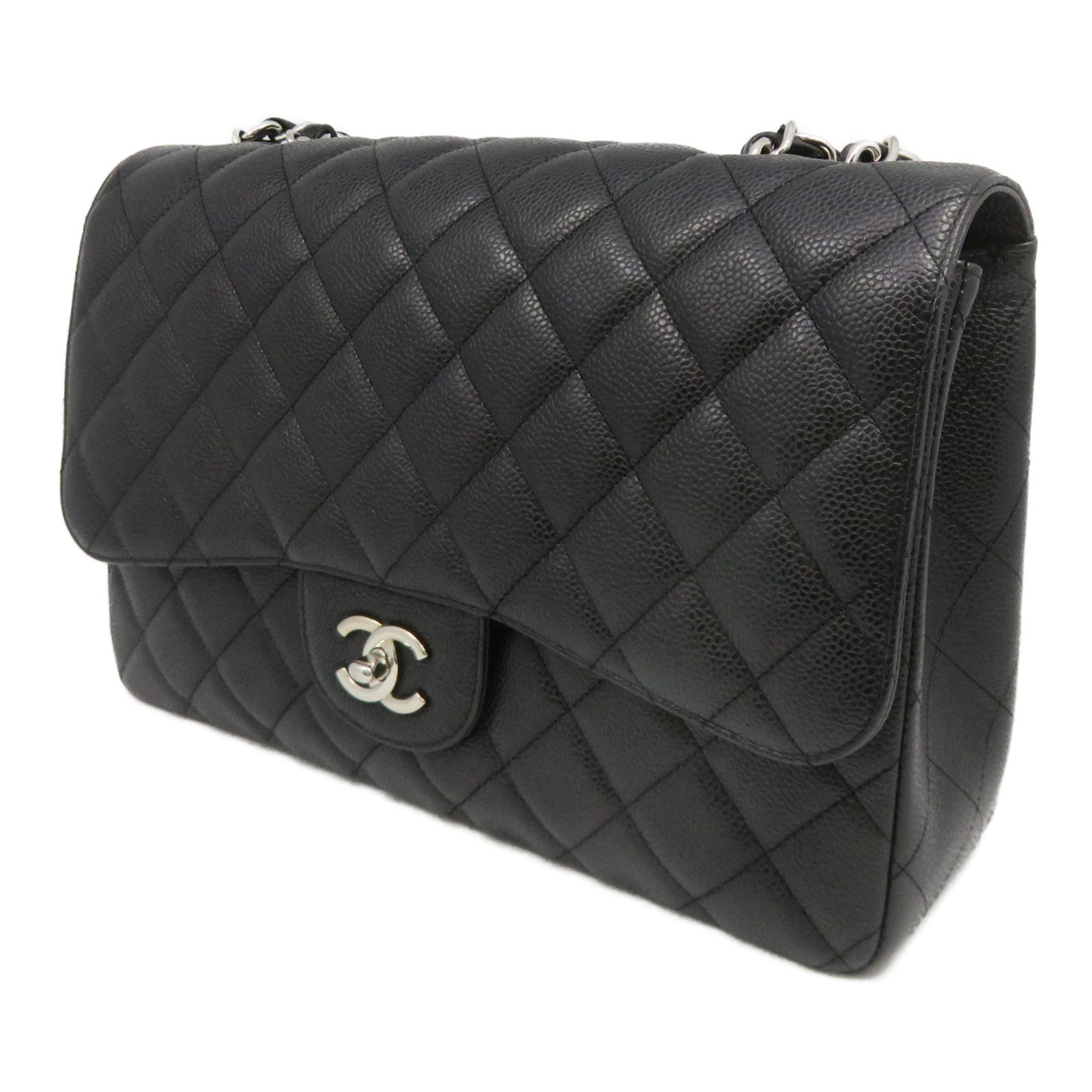 CHANEL [Sharp Reduction Offer] Lingge Cowhide Leather Chain Shoulder Silver Buckle Chain Belt Shoulder Bag Black