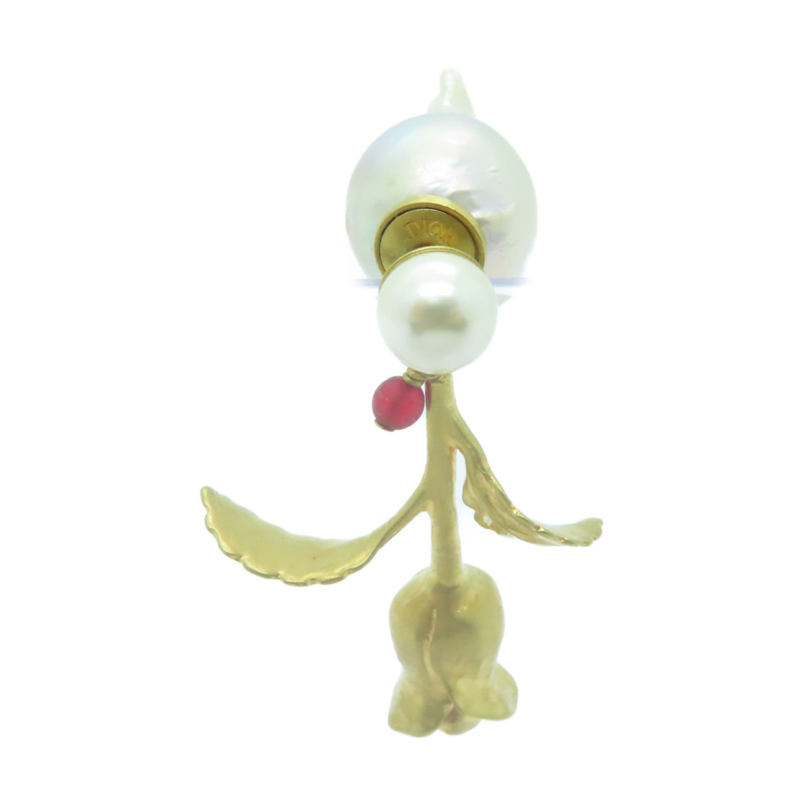 Dior 金屬/PVC Earrings耳環白色/金色