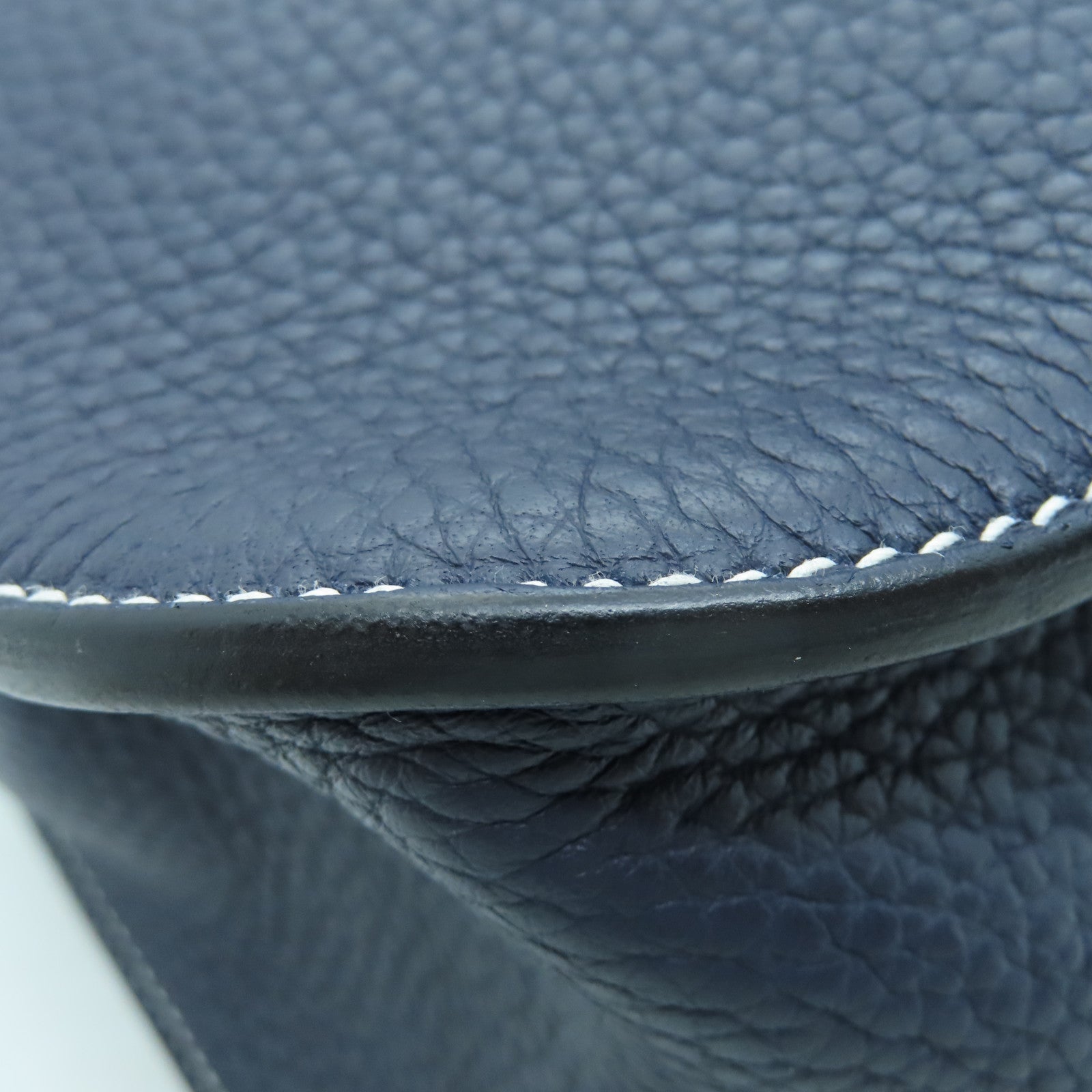 HERMES Taurillon Clemence皮革Halzan 31銀扣手挽肩背兩用袋藍色