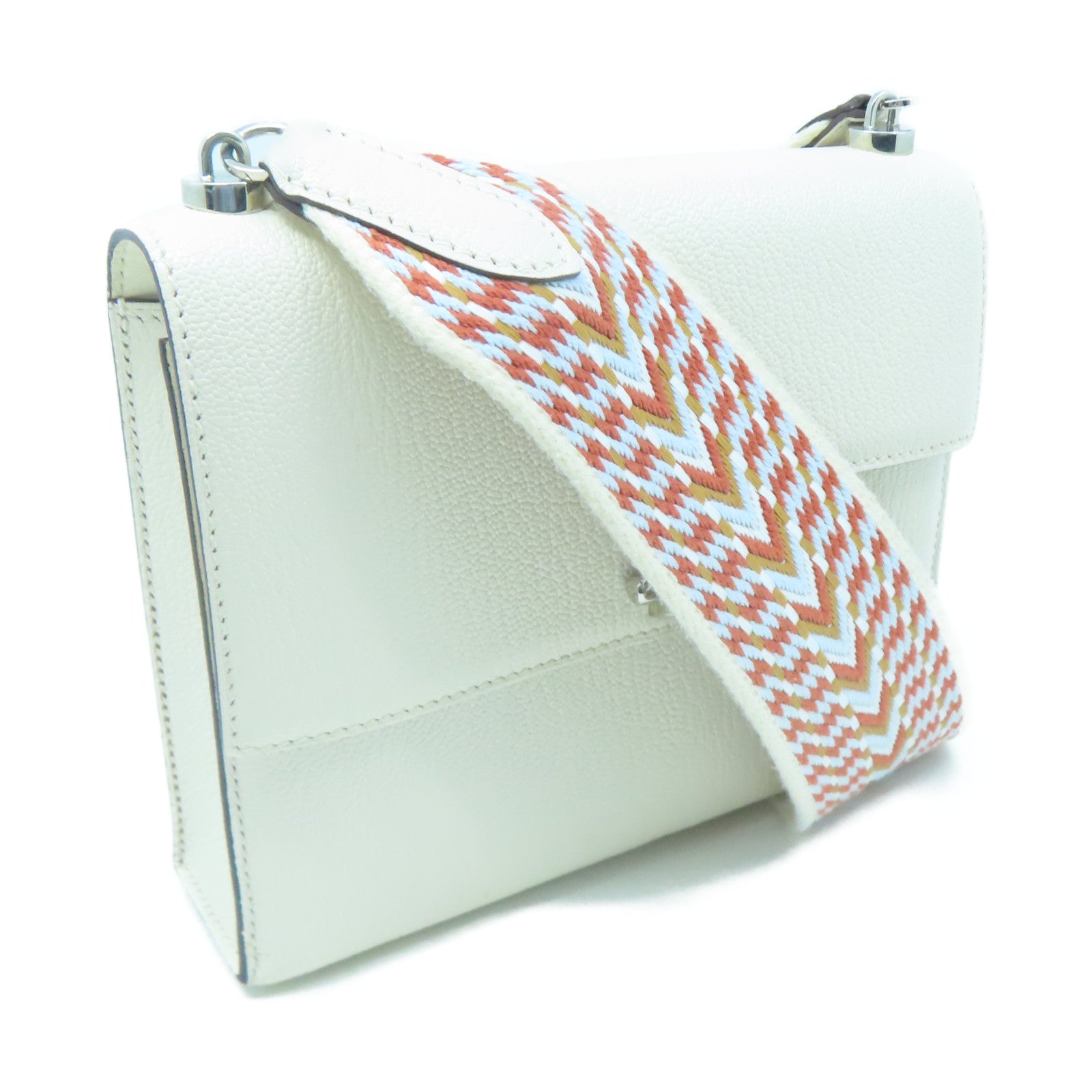 HERMES Mysore Goat Leather Mini Verrou Silver Buckle Shoulder Bag Nata White