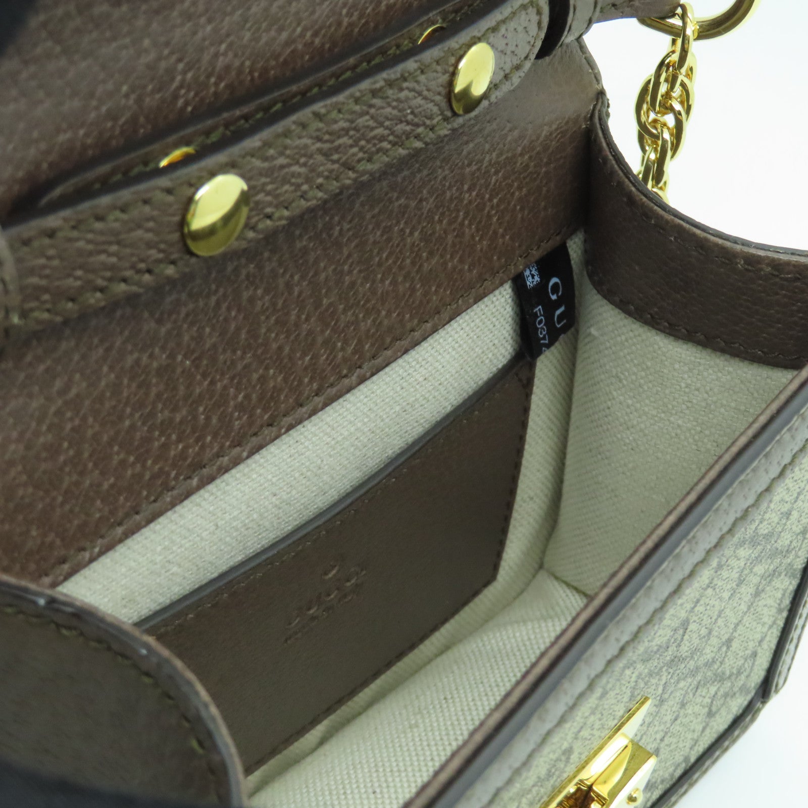 GUCCI 塗層帆布Ophidia GG金扣手挽肩背兩用袋棕色