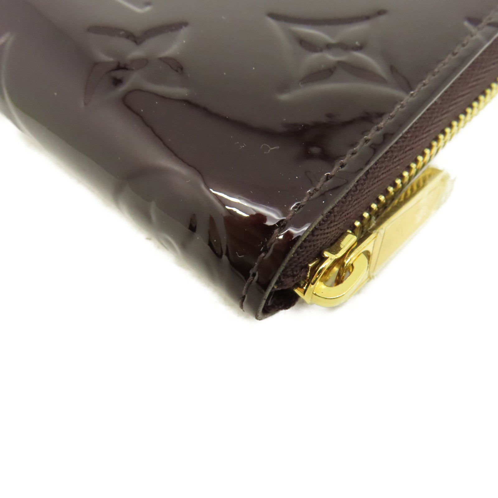 LOUIS VUITTON Mono-Vernis Card Coin Case金扣零錢卡套酒紅色